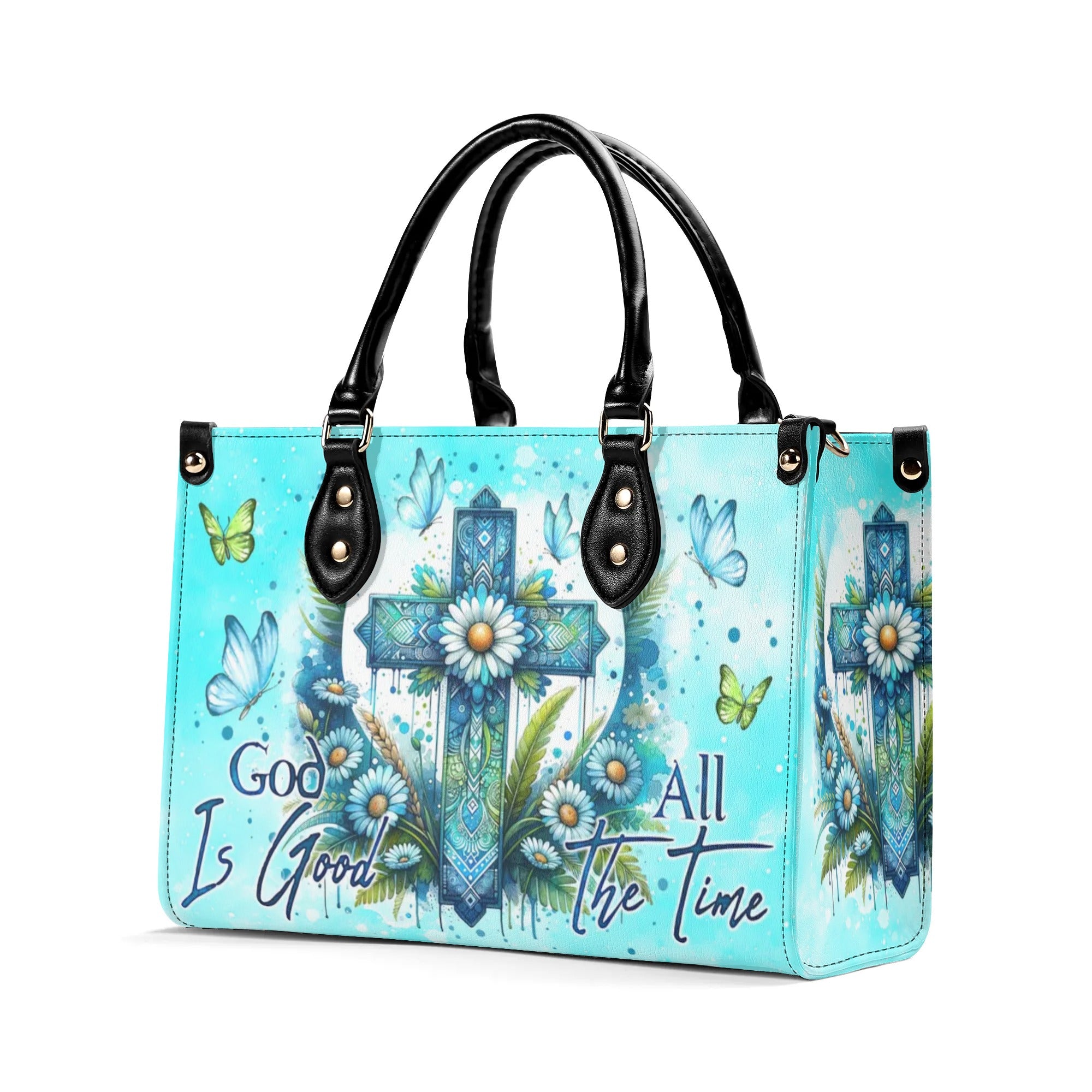 God Is Good All The Time Cross Daisies Leather Handbag - Tlno2207244