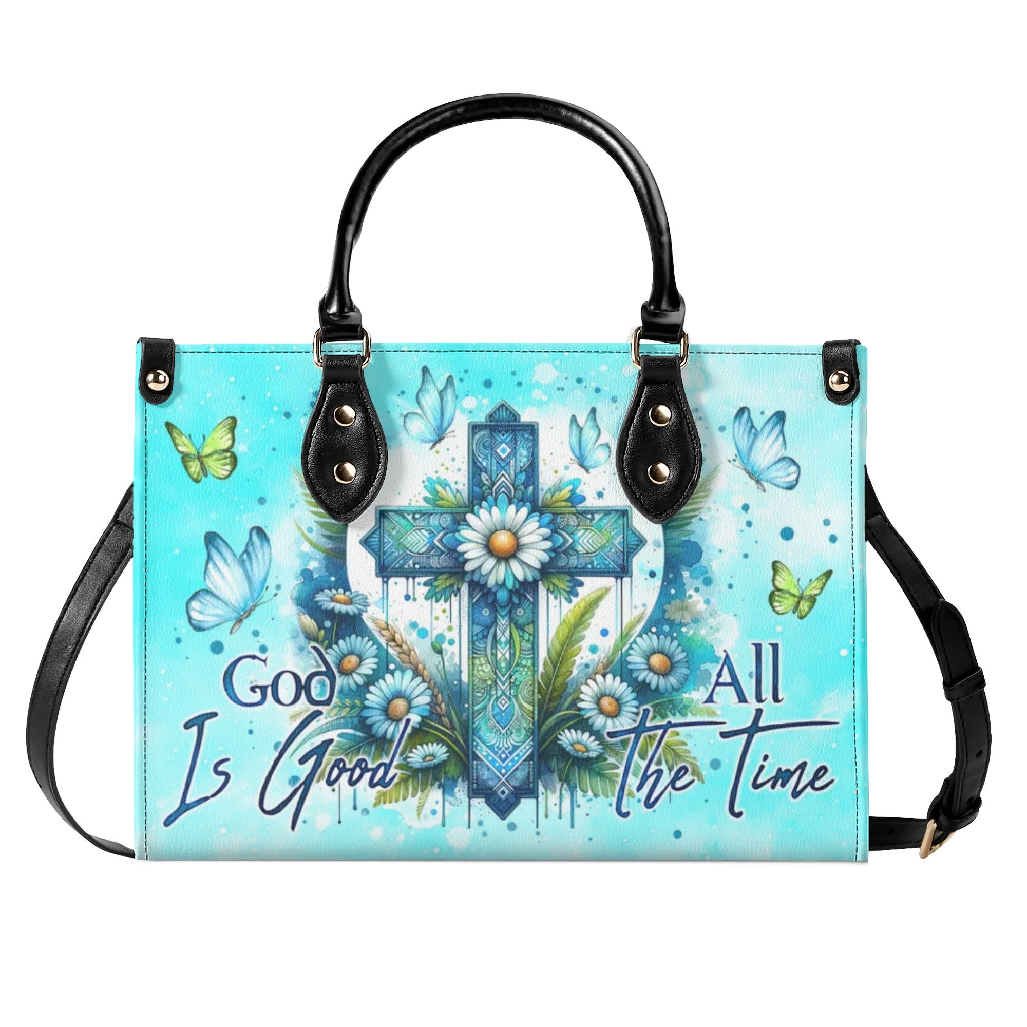 God Is Good All The Time Cross Daisies Leather Handbag - Tlno2207244