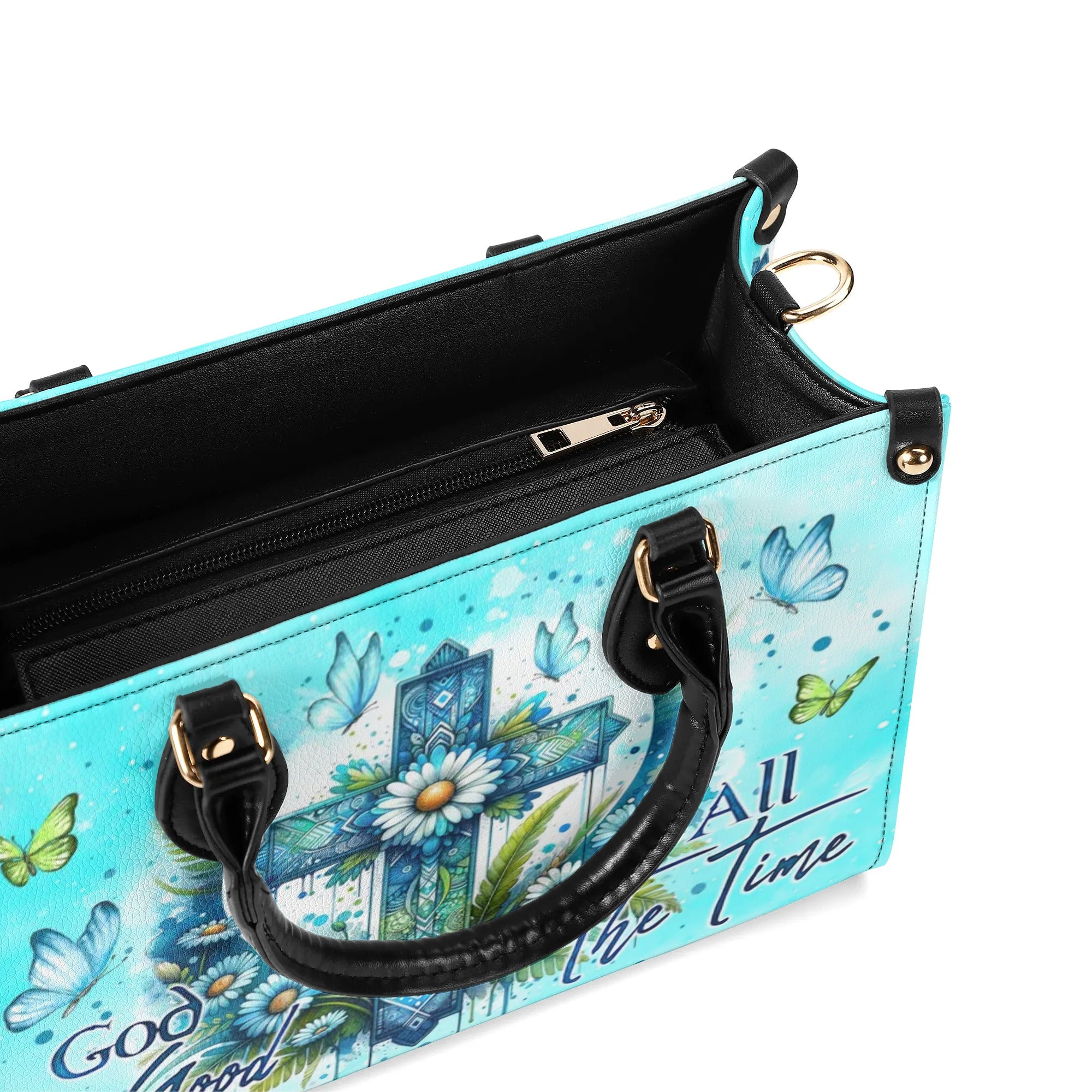 God Is Good All The Time Cross Daisies Leather Handbag - Tlno2207244
