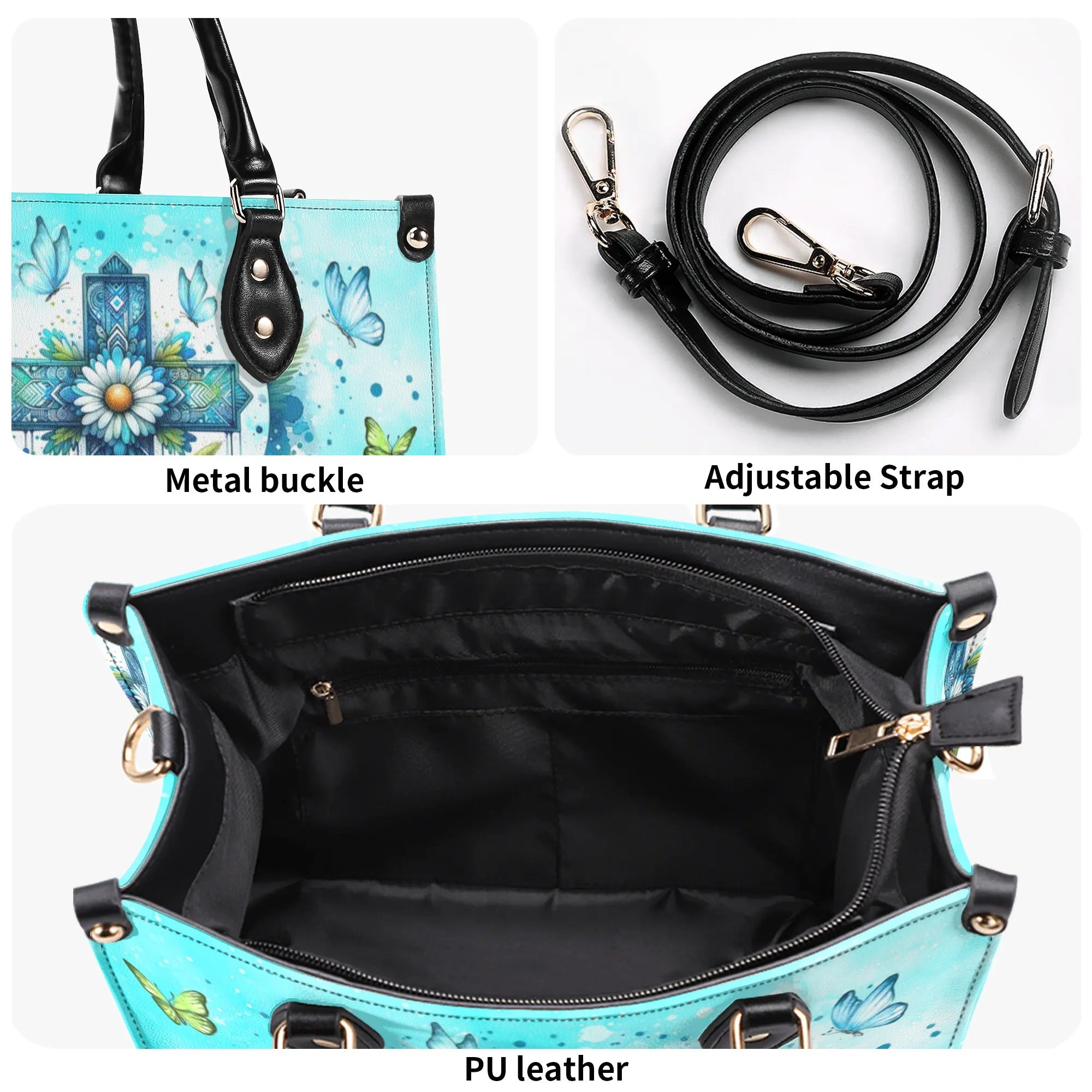 God Is Good All The Time Cross Daisies Leather Handbag - Tlno2207244