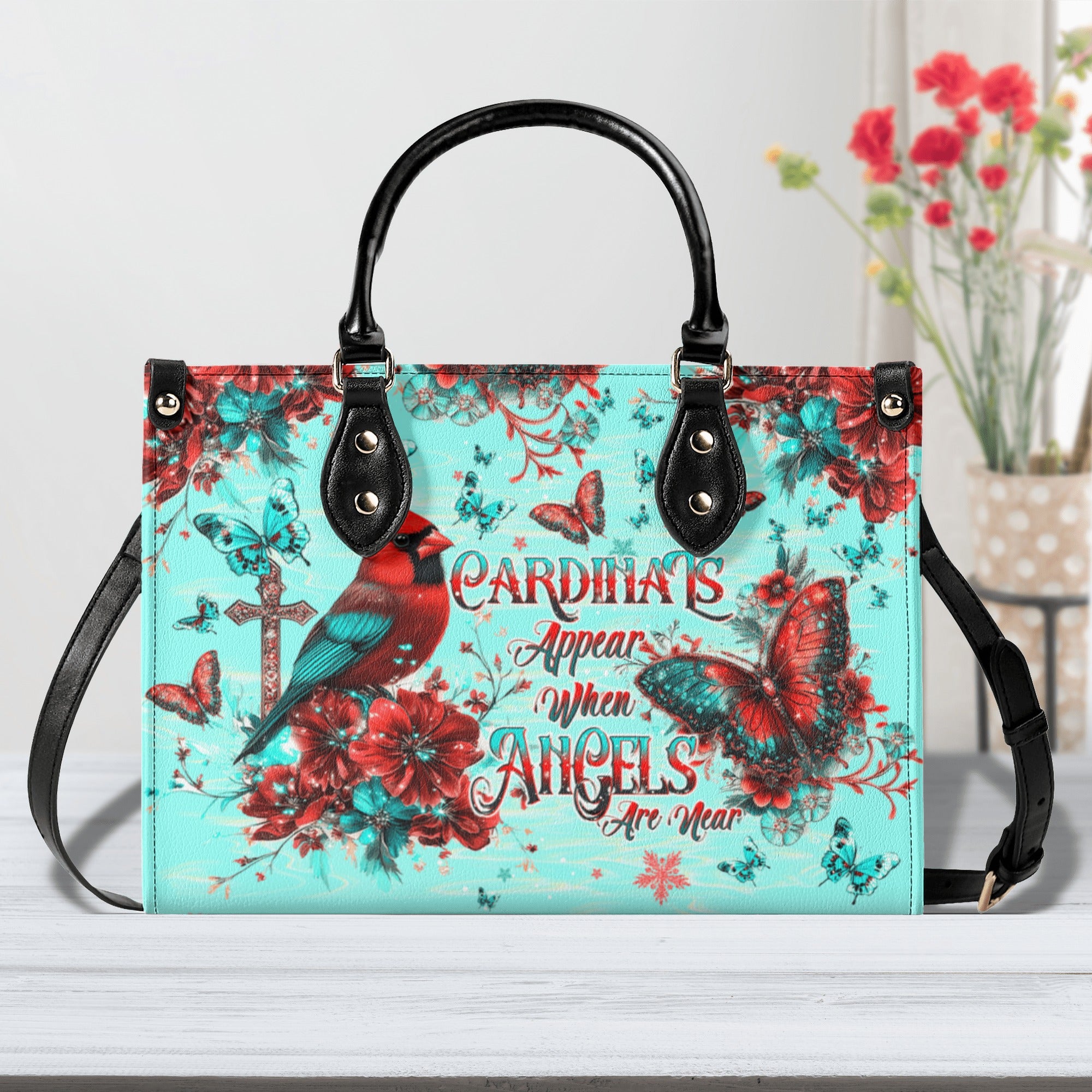 When Cardinals Appear Angels Are Near Leather Handbag  - Tltw1212245