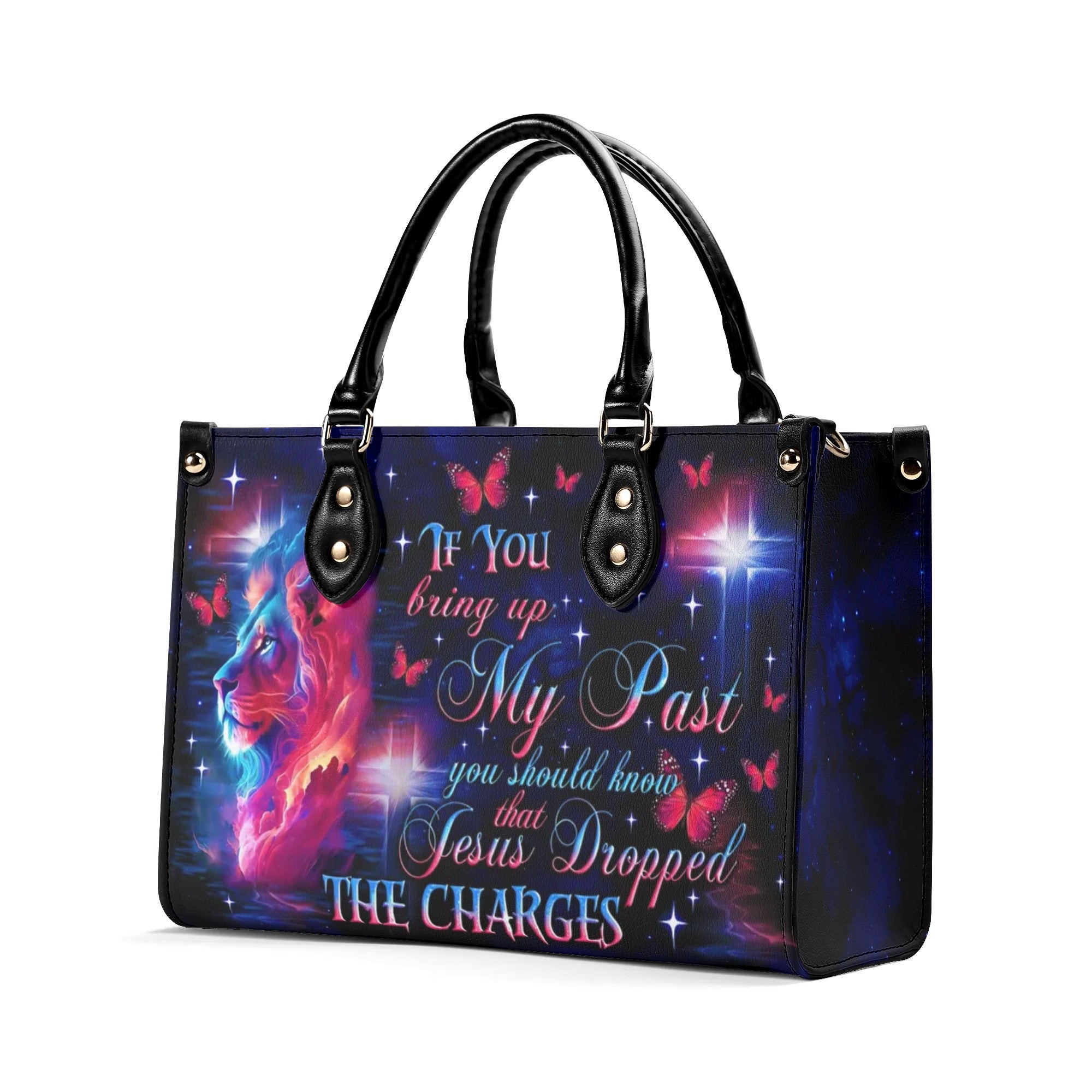 Jesus Dropped The Charges Lion Leather Handbag - Tlno2706241