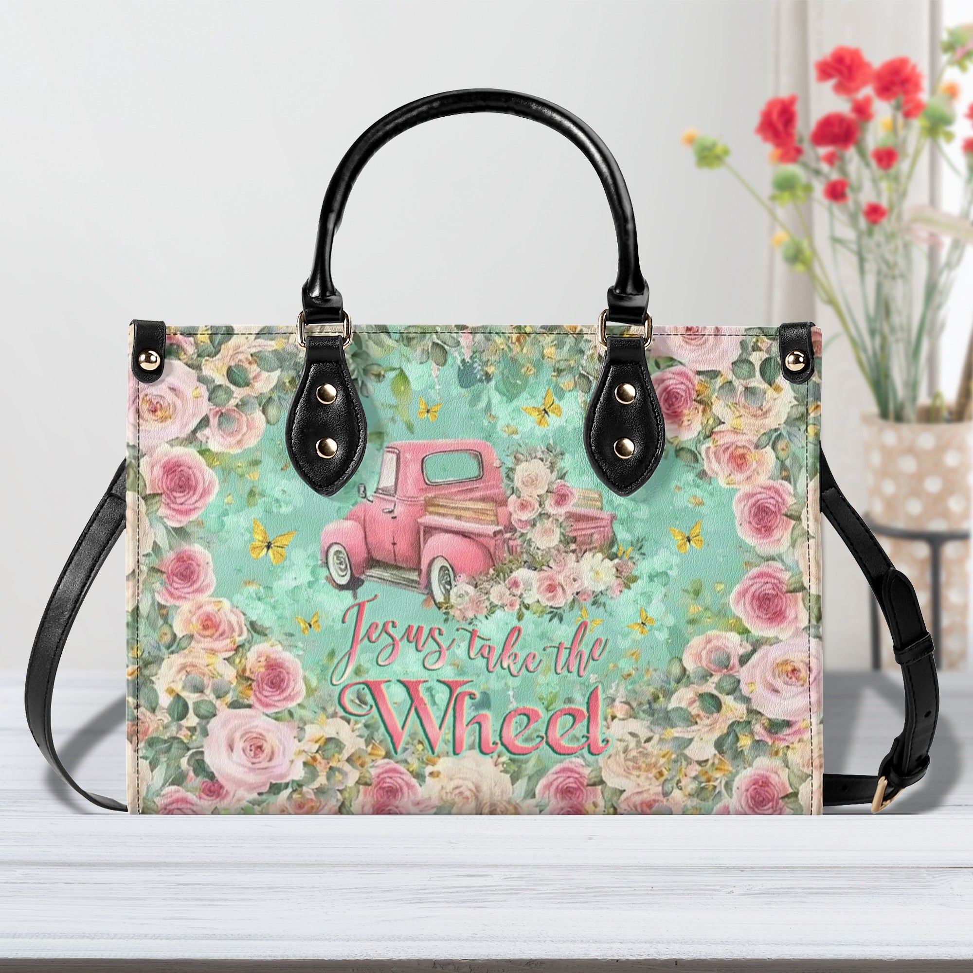 Jesus Take The Wheel Leather Handbag - Yhlt0811244