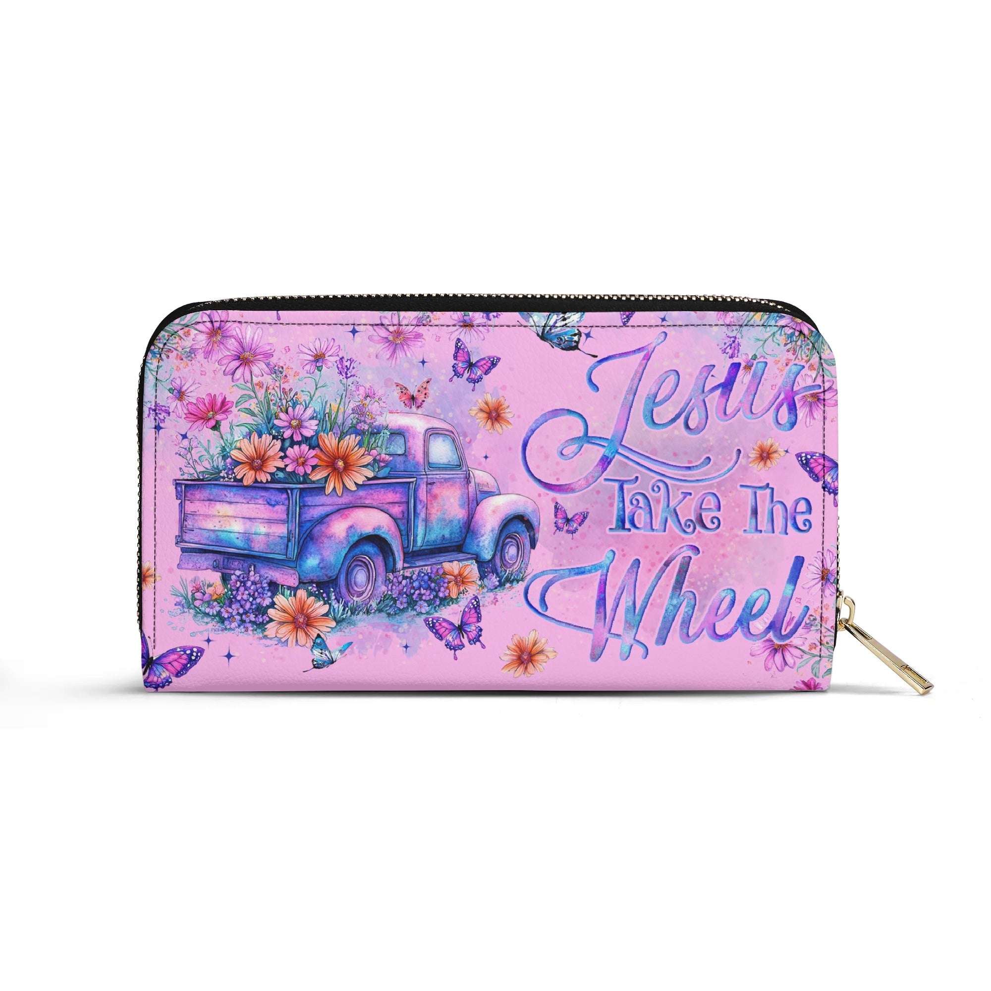 Jesus Take The Wheel Zipper Leather Wallet - Tyqy1806255