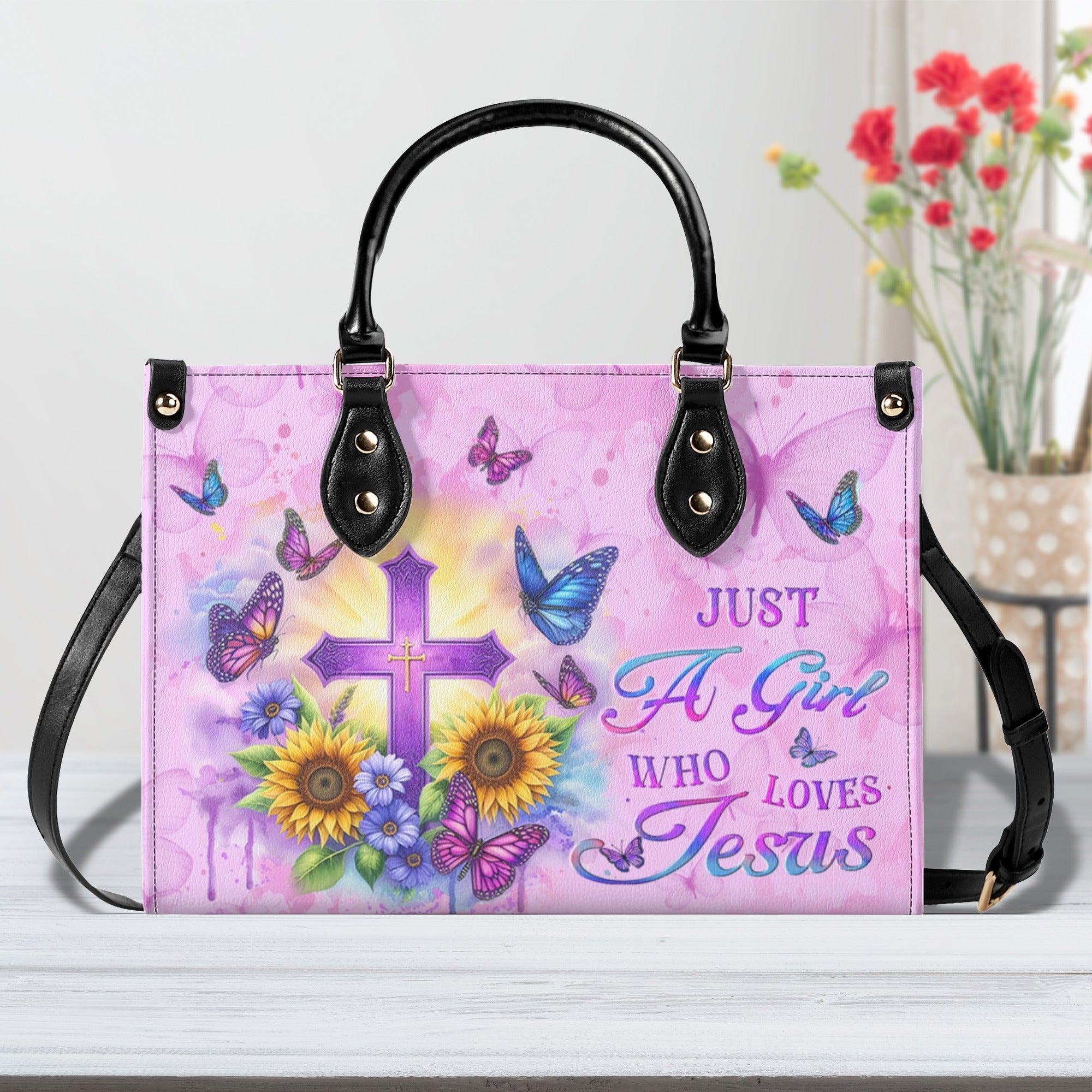Just A Girl Who Loves Jesus Leather Handbag - Yhlt0411245