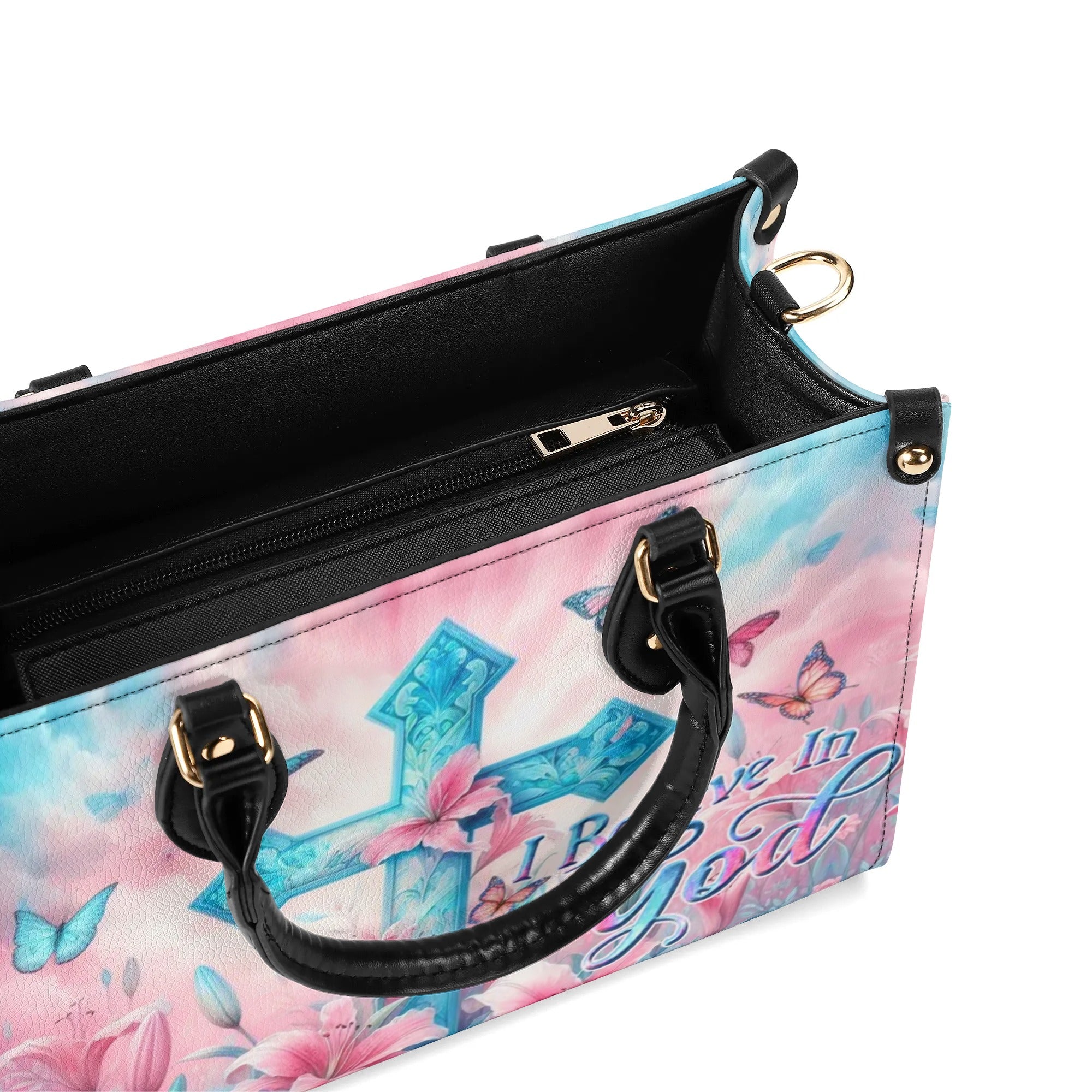 I Believe In God Leather Handbag - Yhdu3105242