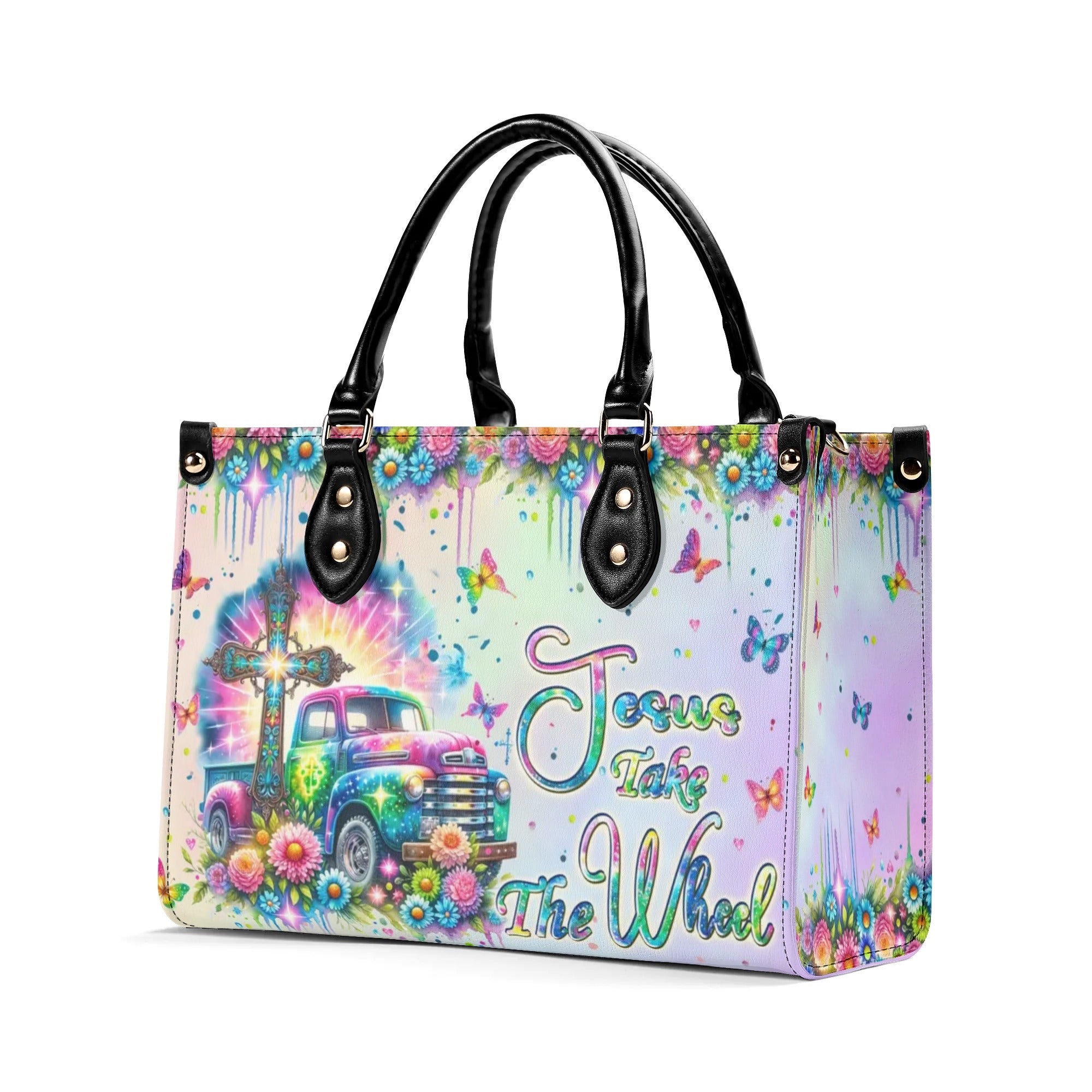 Jesus Take The Wheel Leather Handbag - Tlpq1206242