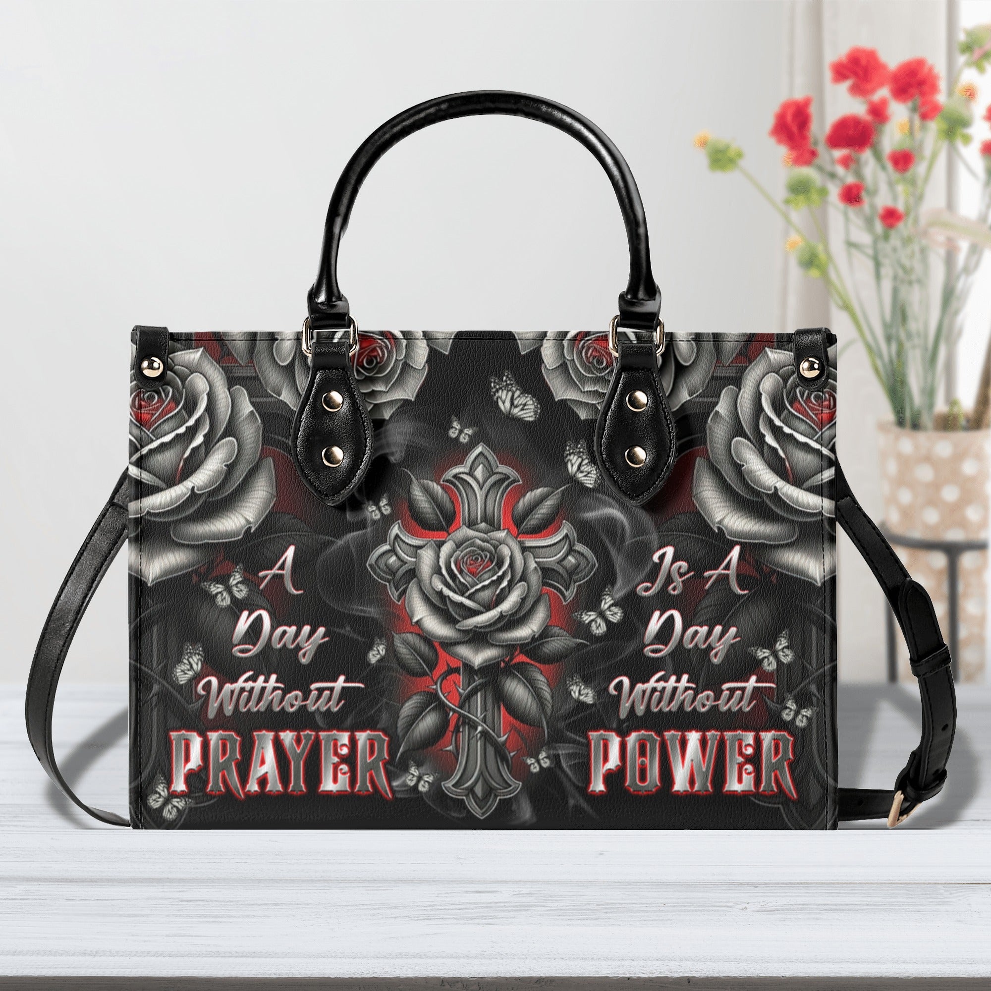 A Day Without Prayer Is A Day Without Power Leather Handbag  - Tlnt2612244