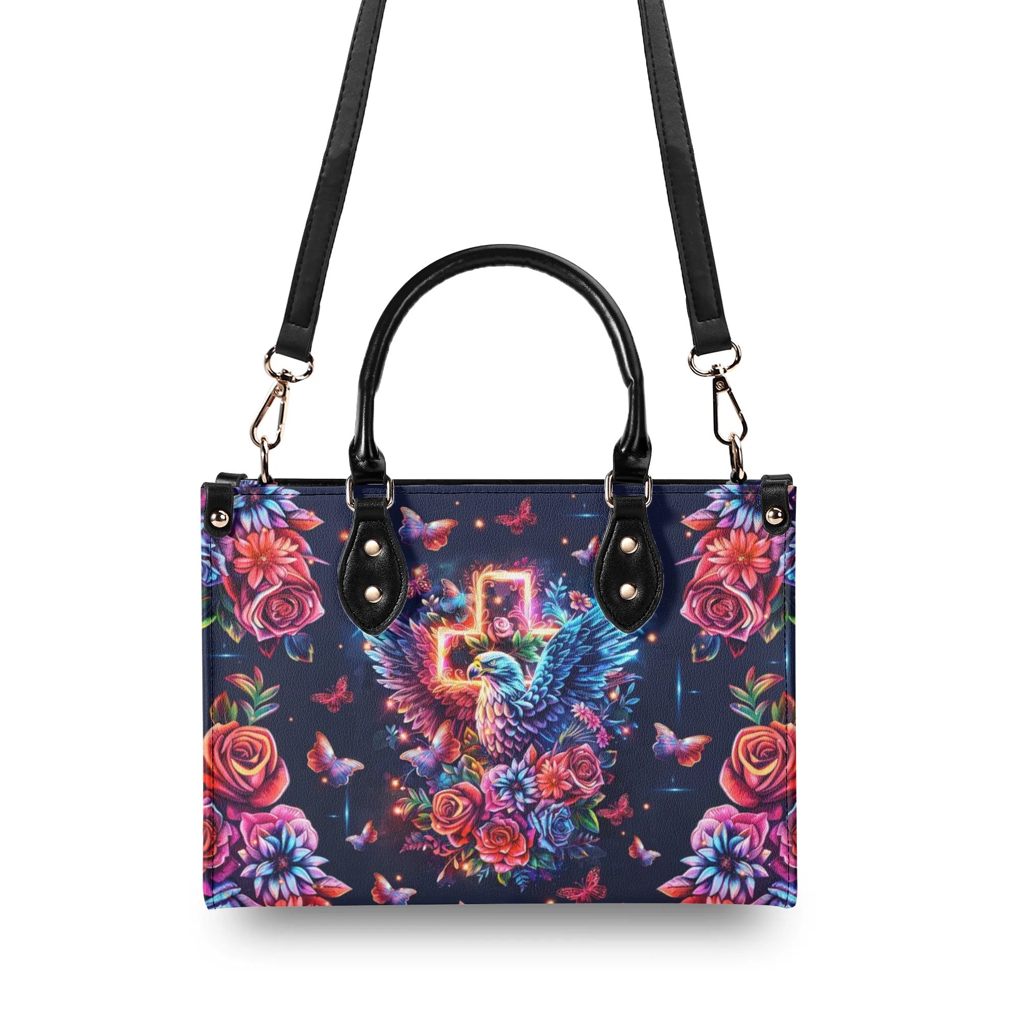 Eagle Cross Floral Leather Handbag - Tltr0207244