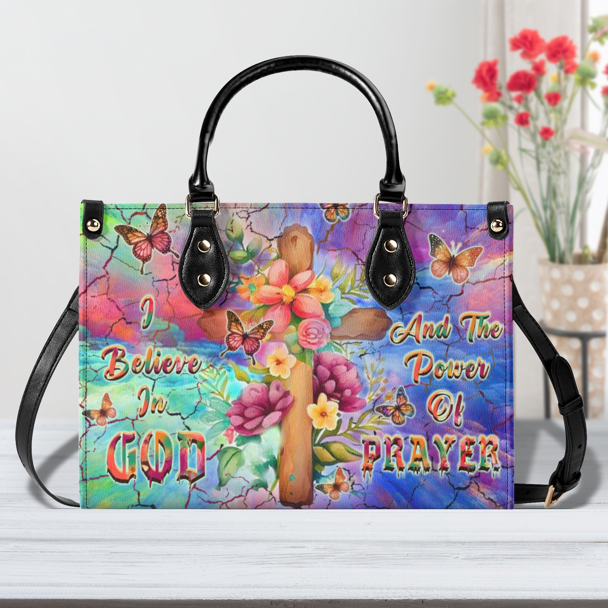 I Believe In God Leather Handbag - Yhhn1811244