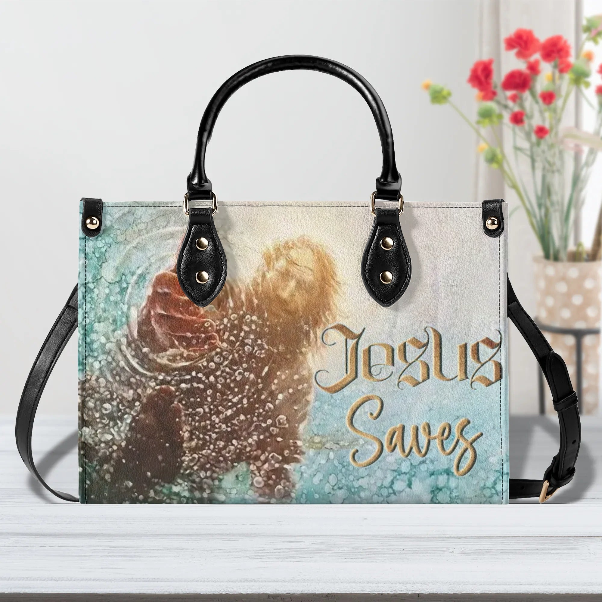 Jesus Saves Leather Handbag - Yhln2309244