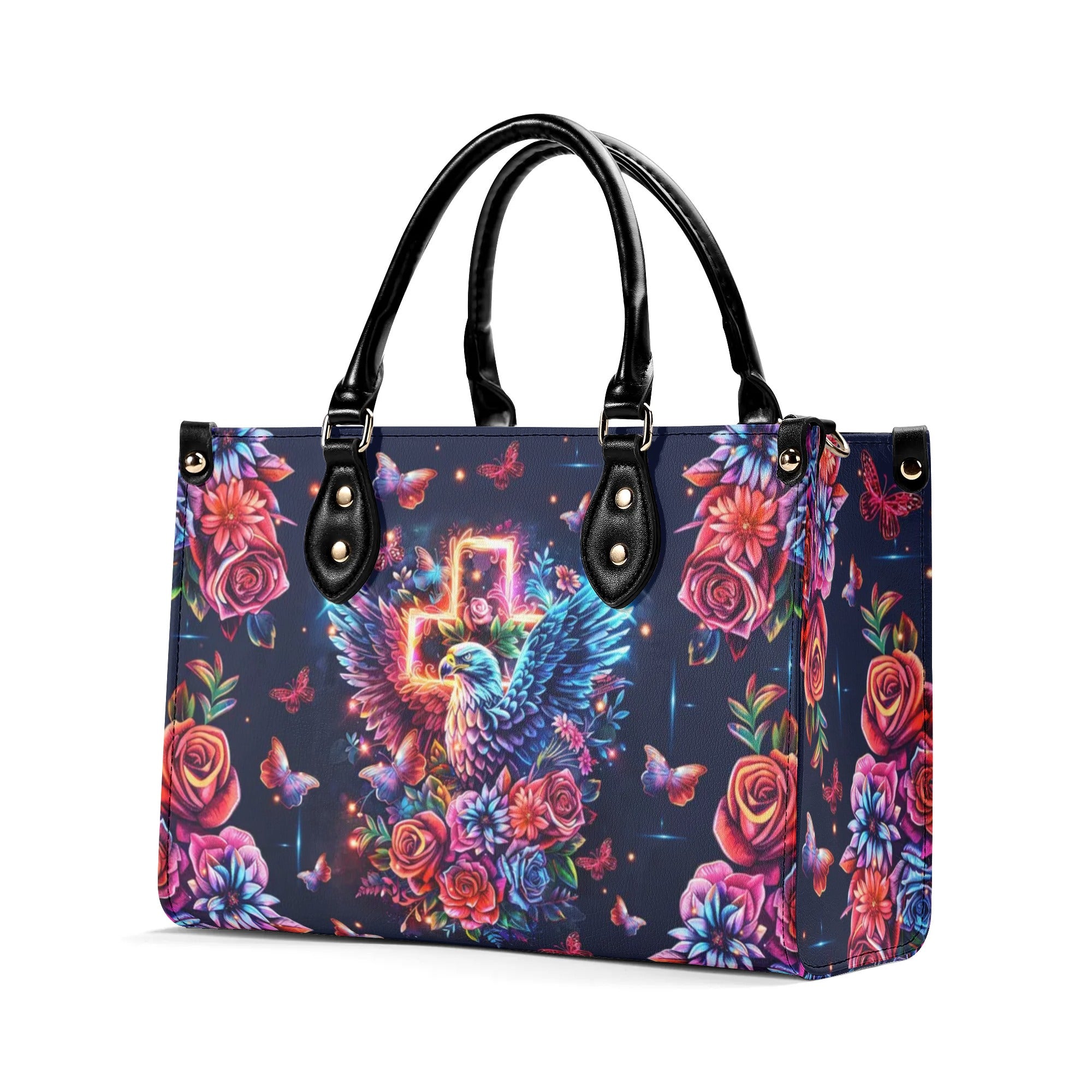 Eagle Cross Floral Leather Handbag - Tltr0207244