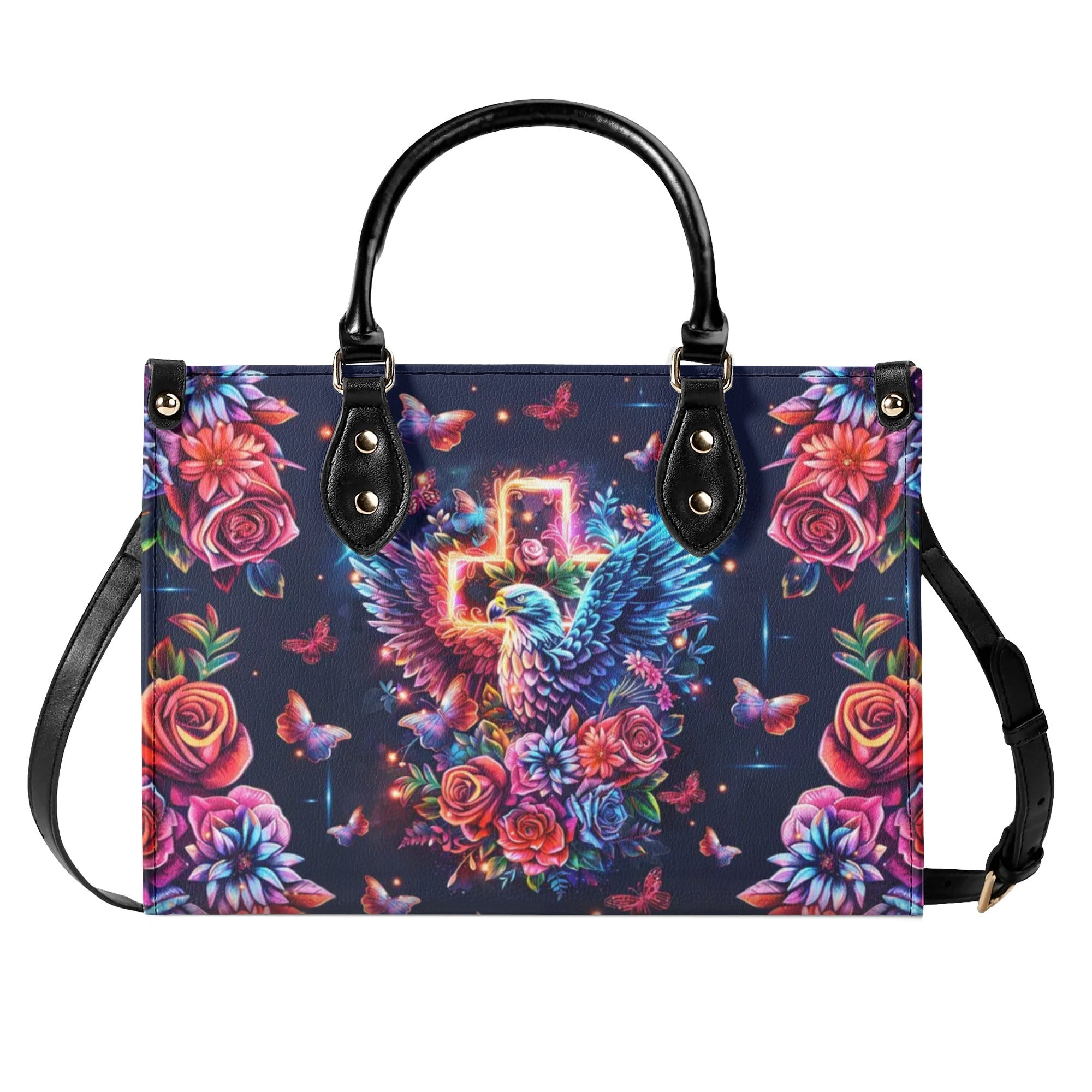 Eagle Cross Floral Leather Handbag - Tltr0207244