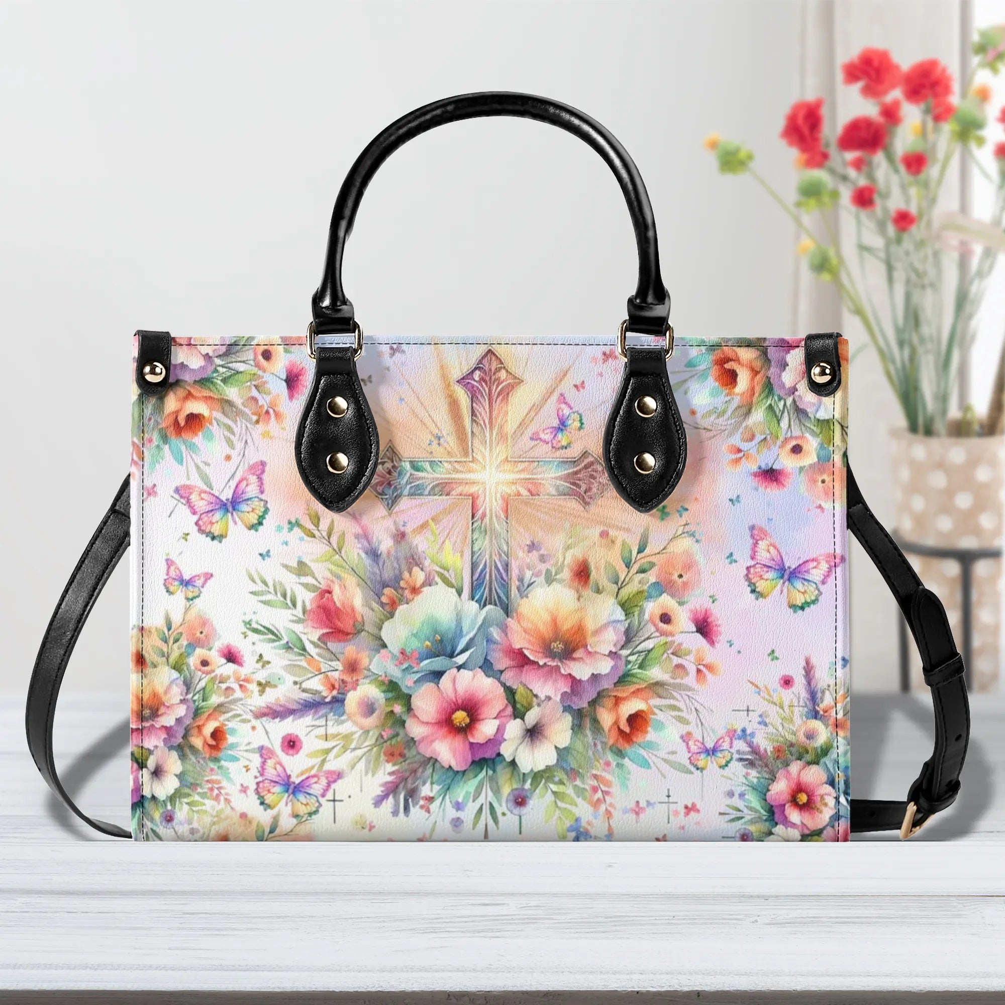 Cross Flowers Leather Handbag - Yhln1507244