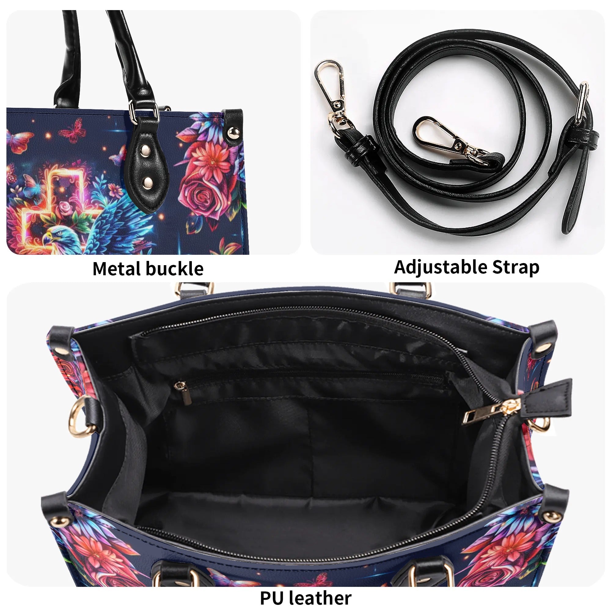 Eagle Cross Floral Leather Handbag - Tltr0207244