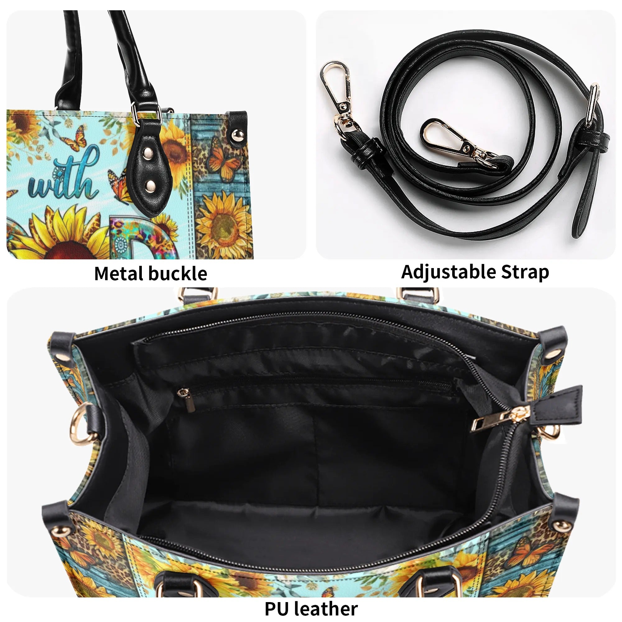 With God All Things Are Possible Sunflower Leather Handbag - Tltw2806243