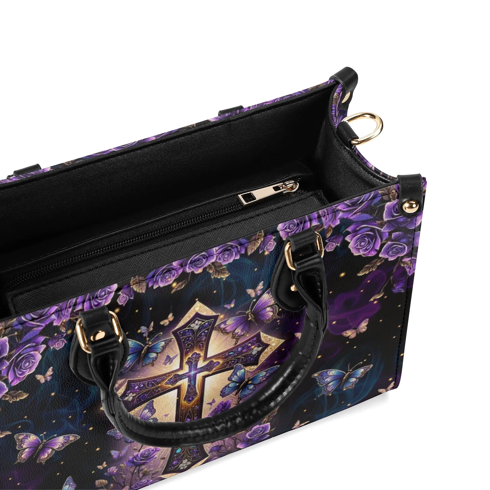 Cross Rose Butterfly Leather Handbag - Tlpq1707244