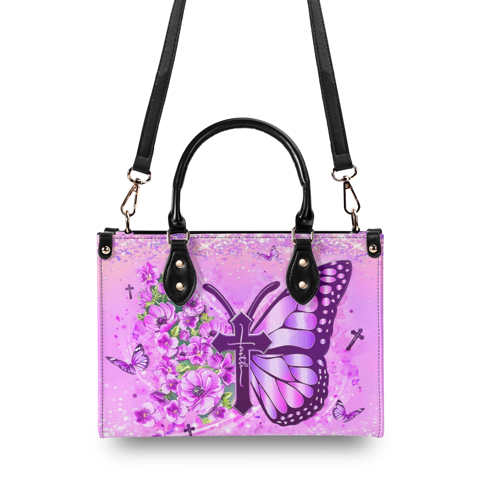 Butterfly Cross Flower Leather Handbag - Yhlt2910244