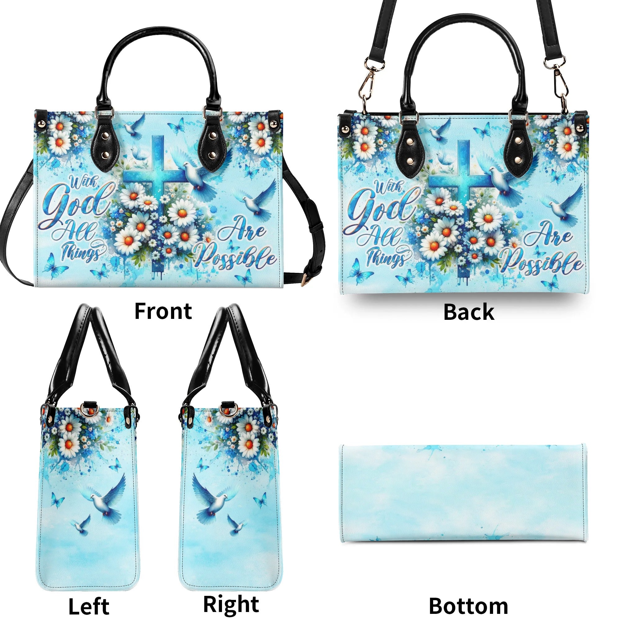 With God All Things Are Possible Daisies Leather Handbag - Tltw1406243