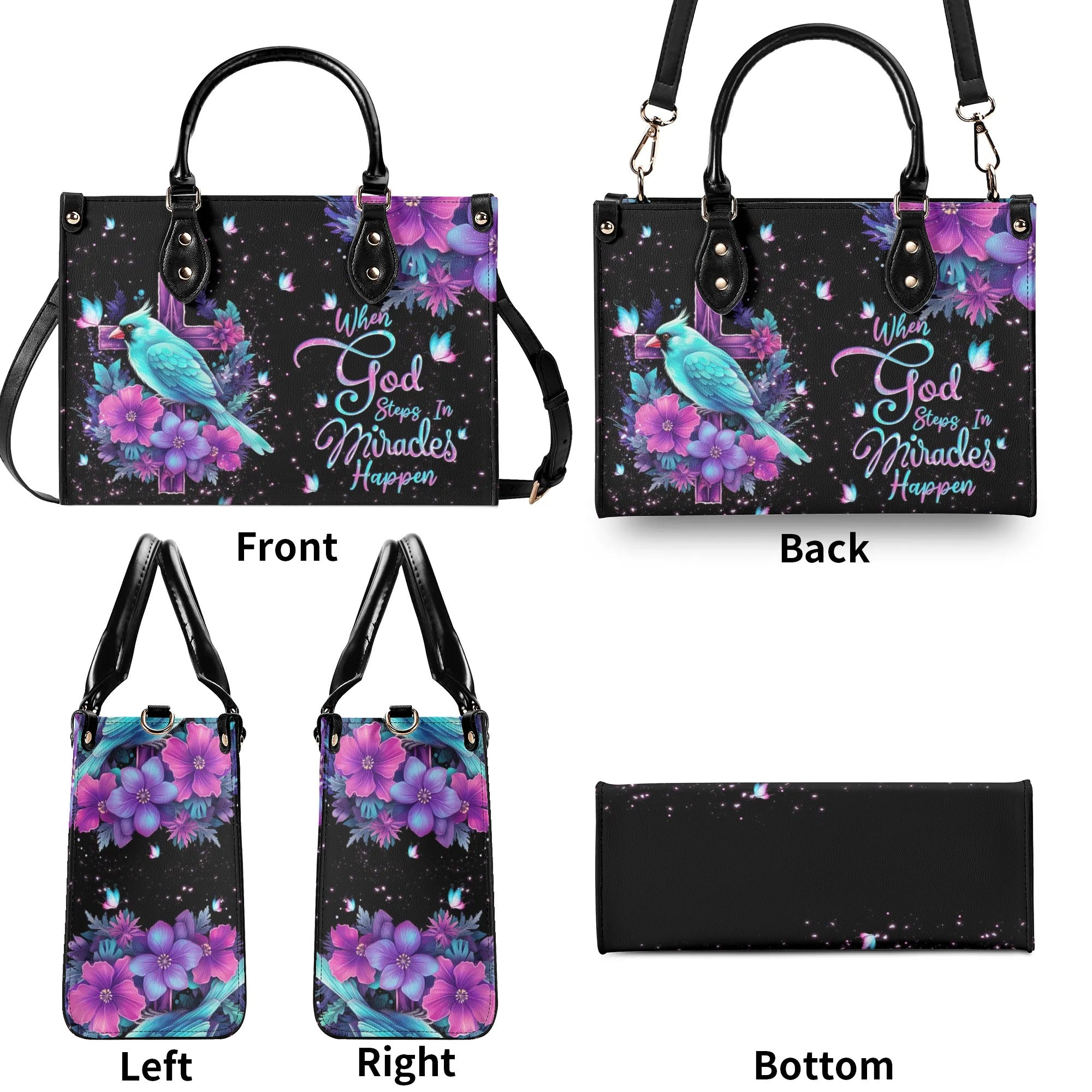 When God Steps In Miracles Happen Leather Handbag - Tlnt2805242