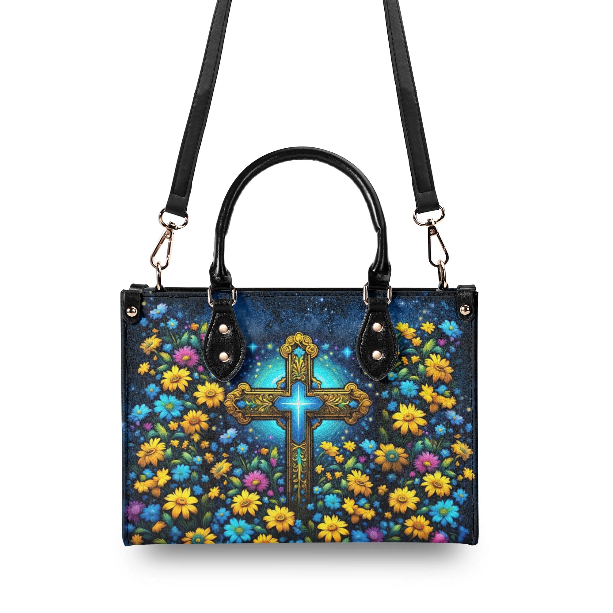 Cross Flower Leather Handbag - Tlnt0212244