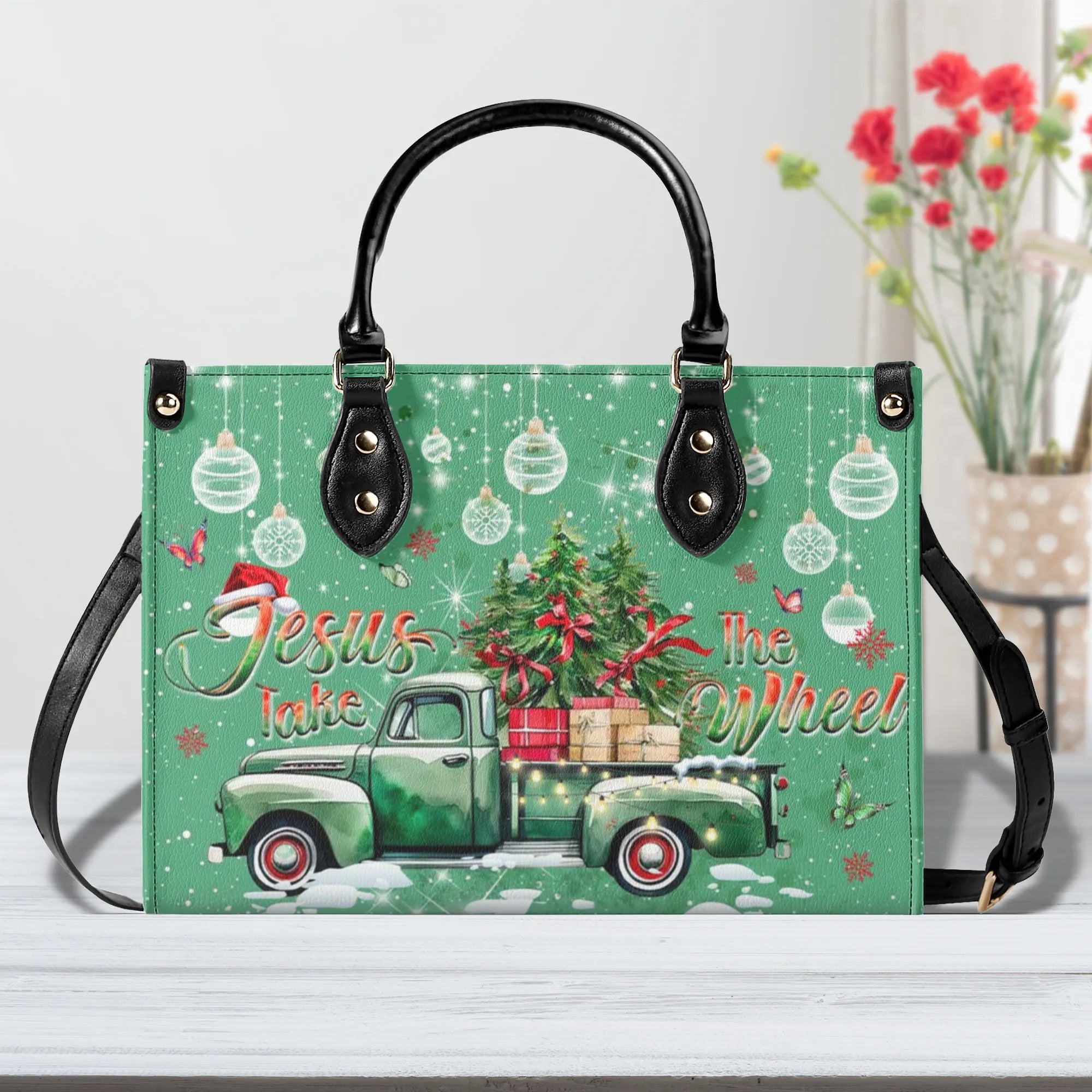 Jesus Take The Wheel Christmas Leather Handbag - Yhdu0710244