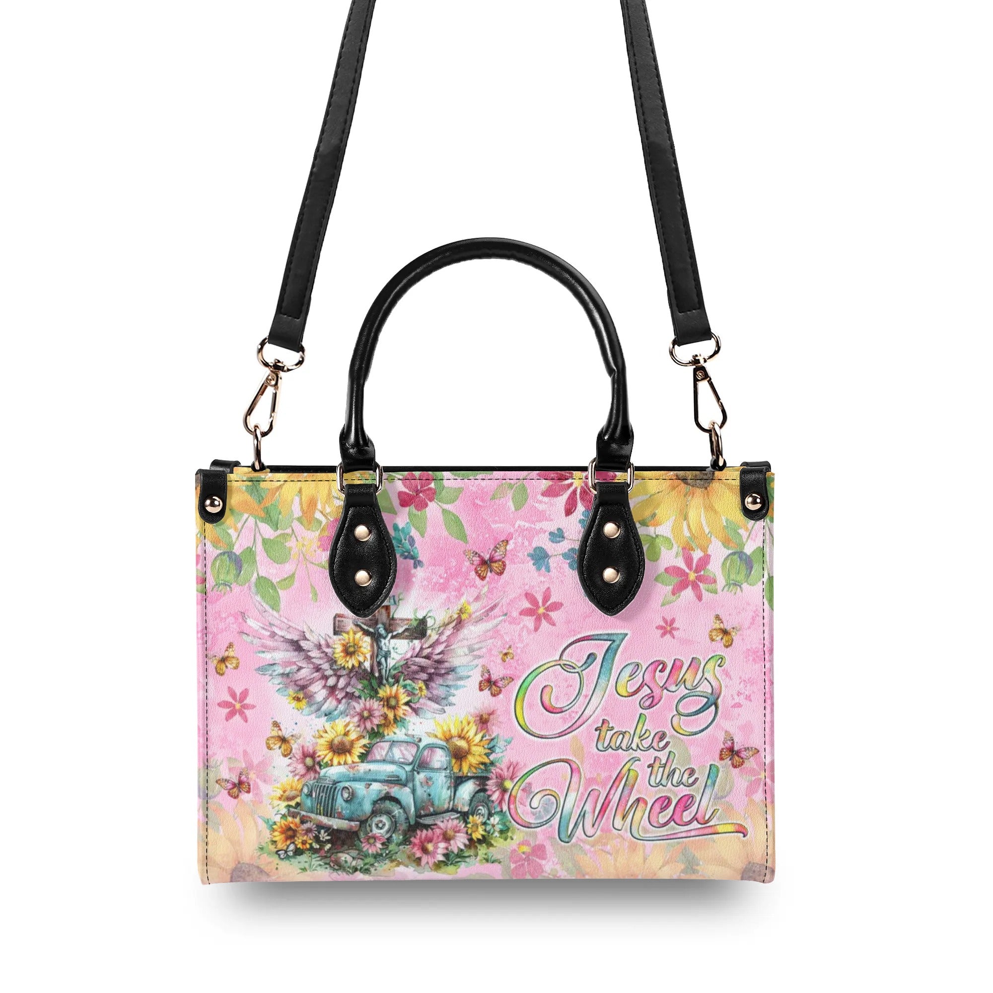 Jesus Take The Wheel Leather Handbag - Tlno3009244