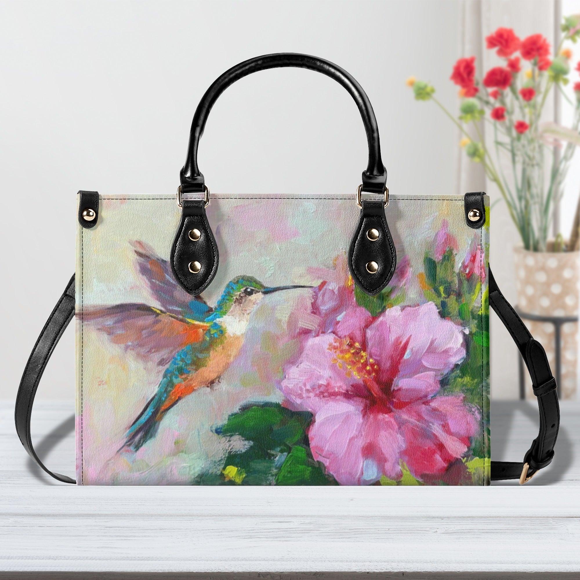 Painting Hummingbird Leather Handbag - Yhhn2111244