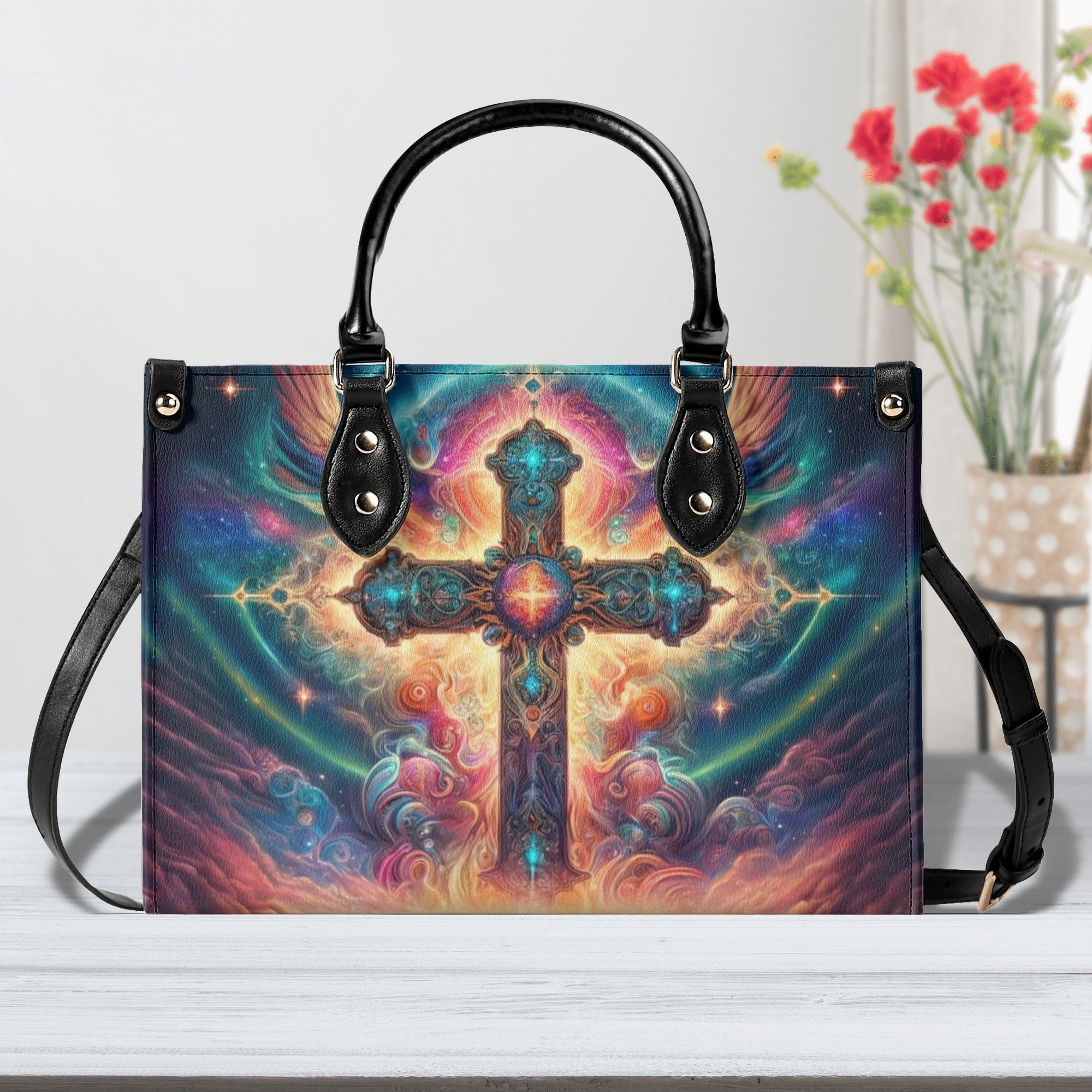 Psychedelic Cross Leather Handbag - Yhhg2811245