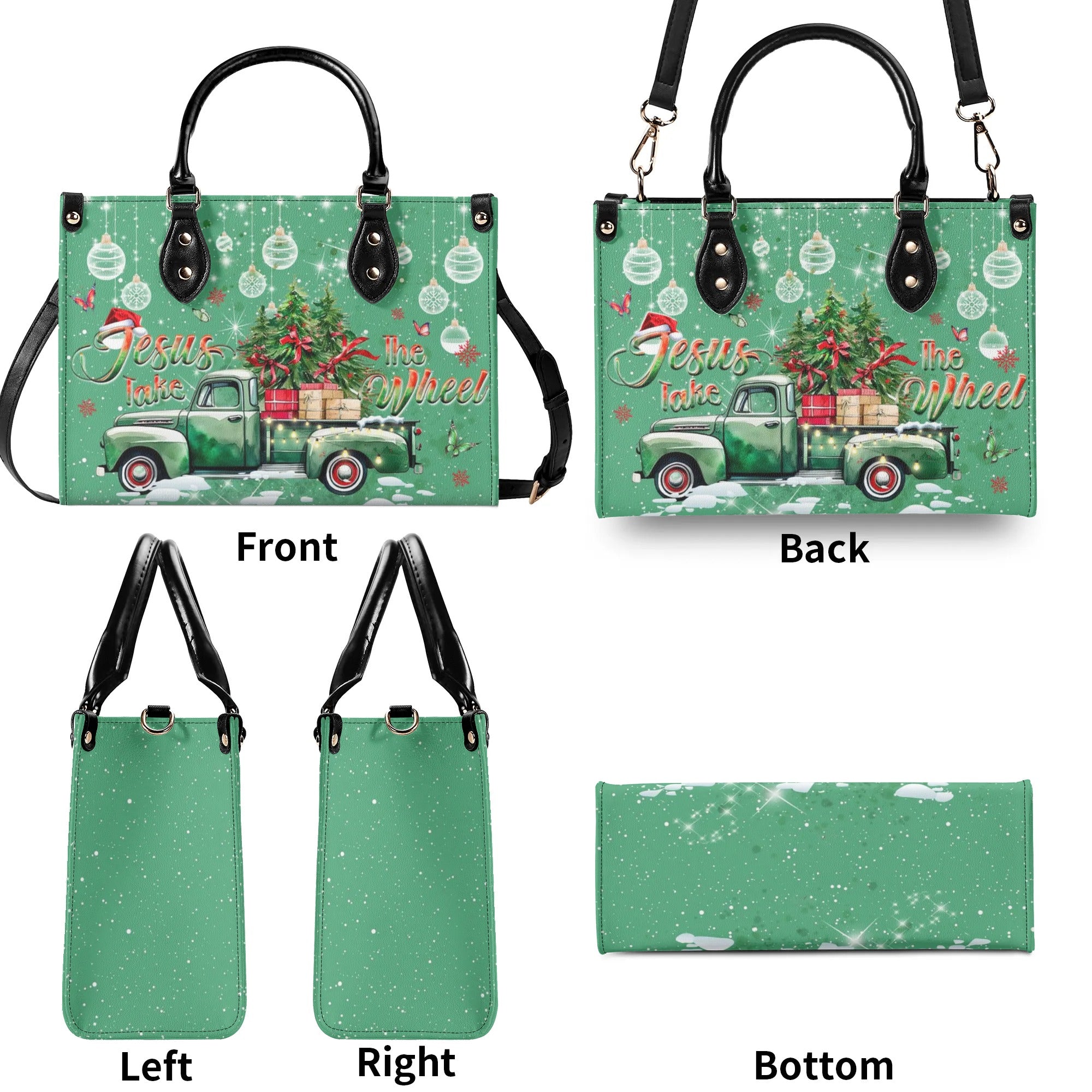 Jesus Take The Wheel Christmas Leather Handbag - Yhdu0710244