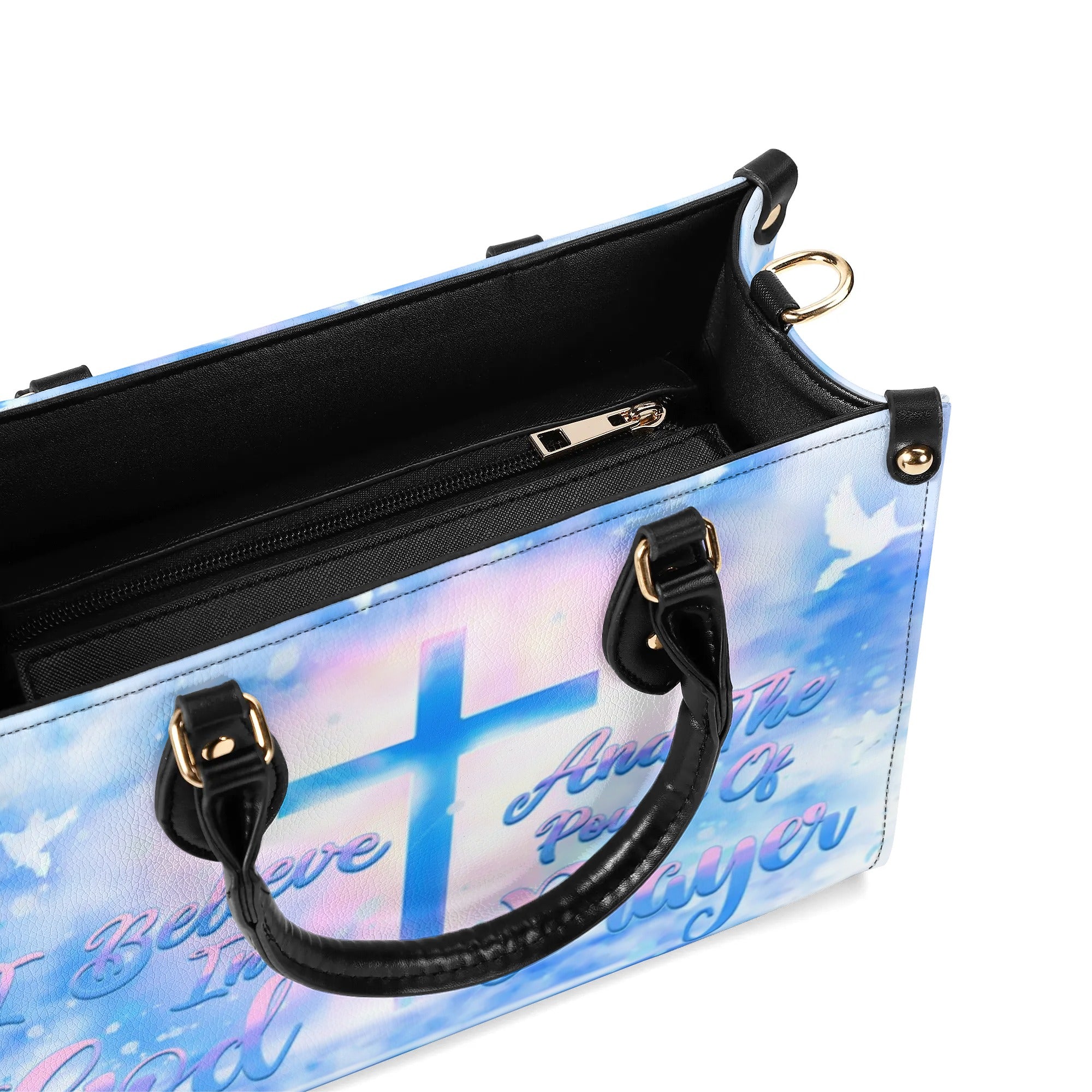 I Believe In God Leather Handbag - Yhhn309244