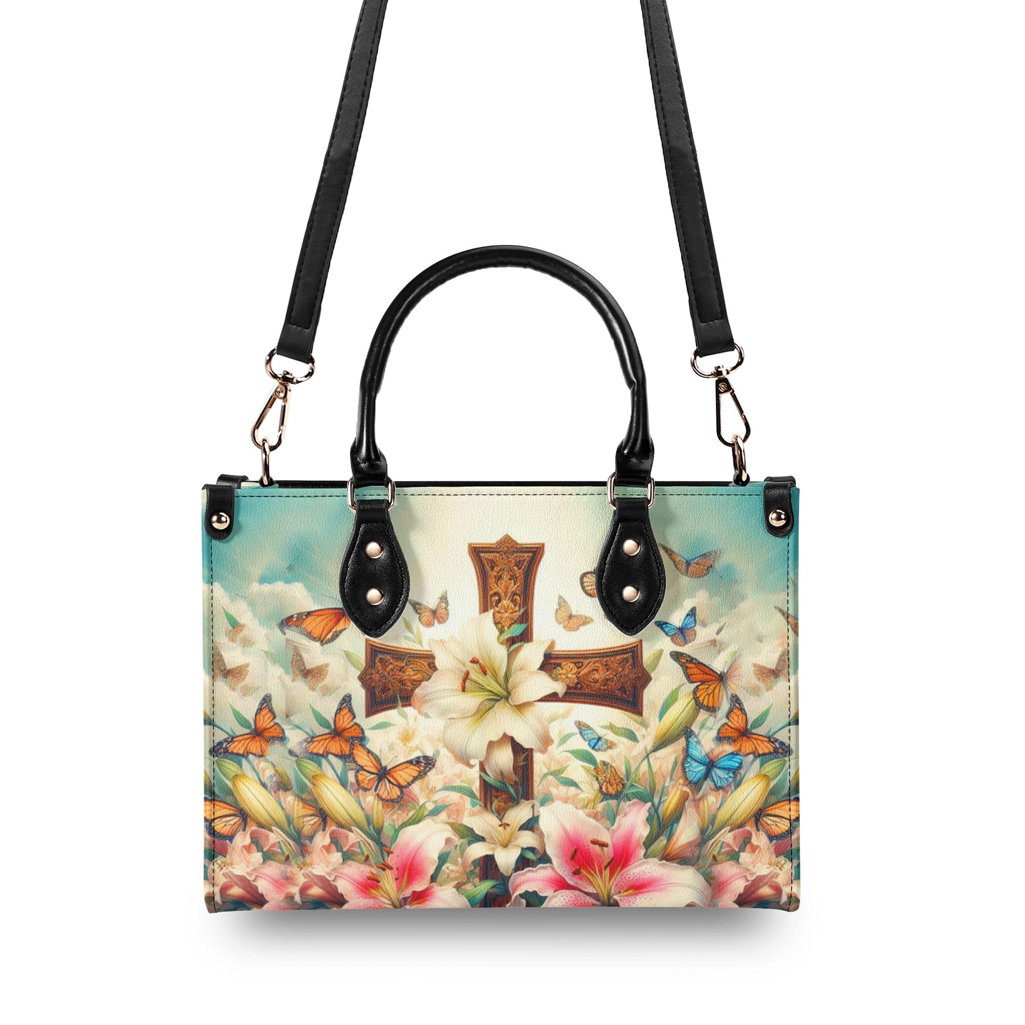 Cross Lilies Leather Handbag - Yhhn1110244