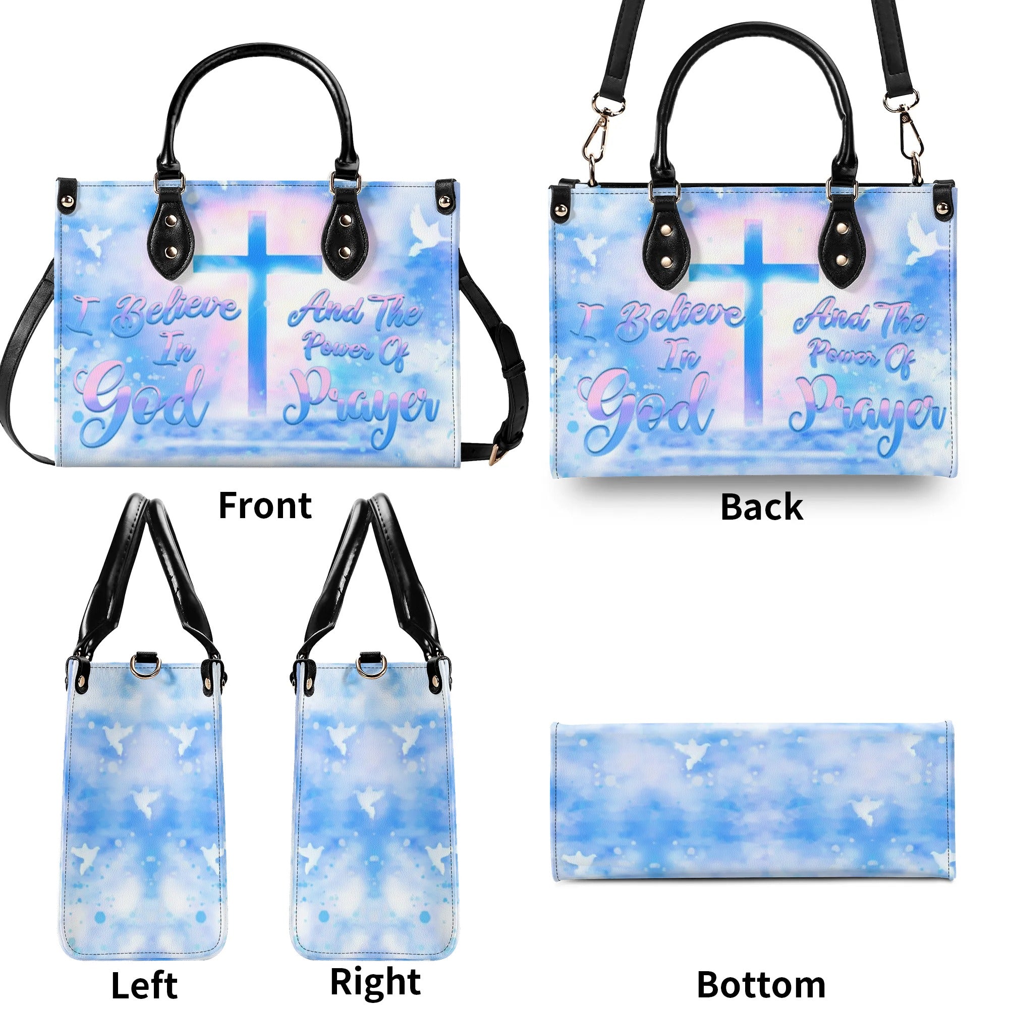 I Believe In God Leather Handbag - Yhhn309244