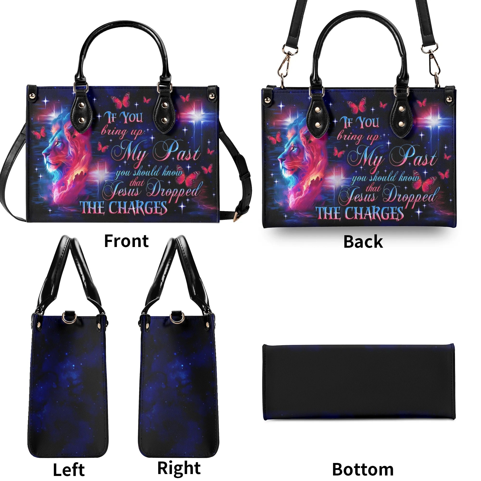 Jesus Dropped The Charges Lion Leather Handbag - Tlno2706241