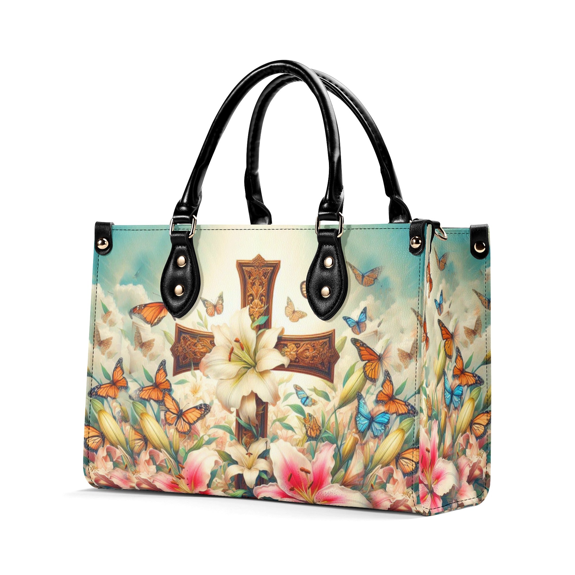 Cross Lilies Leather Handbag - Yhhn1110244