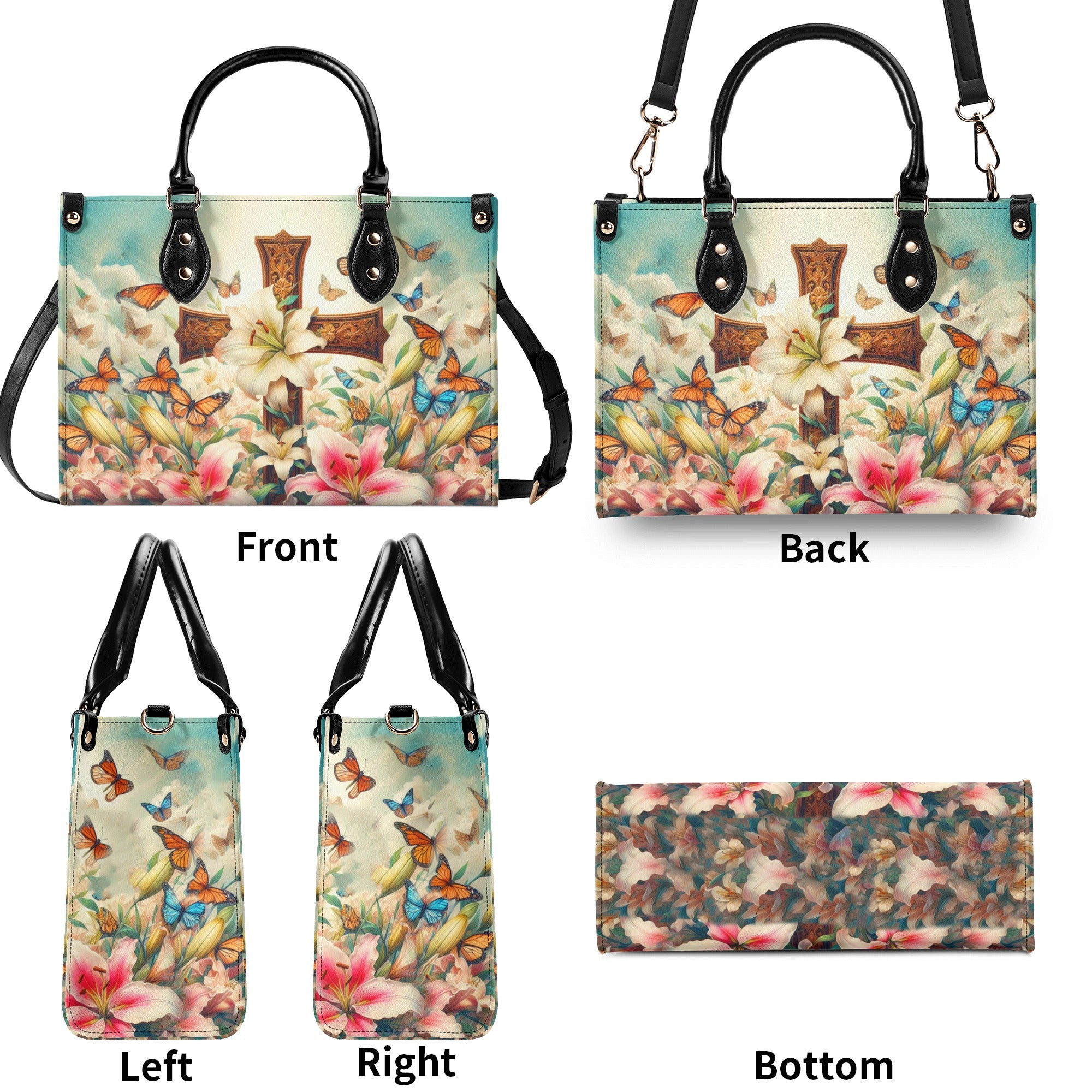 Cross Lilies Leather Handbag - Yhhn1110244