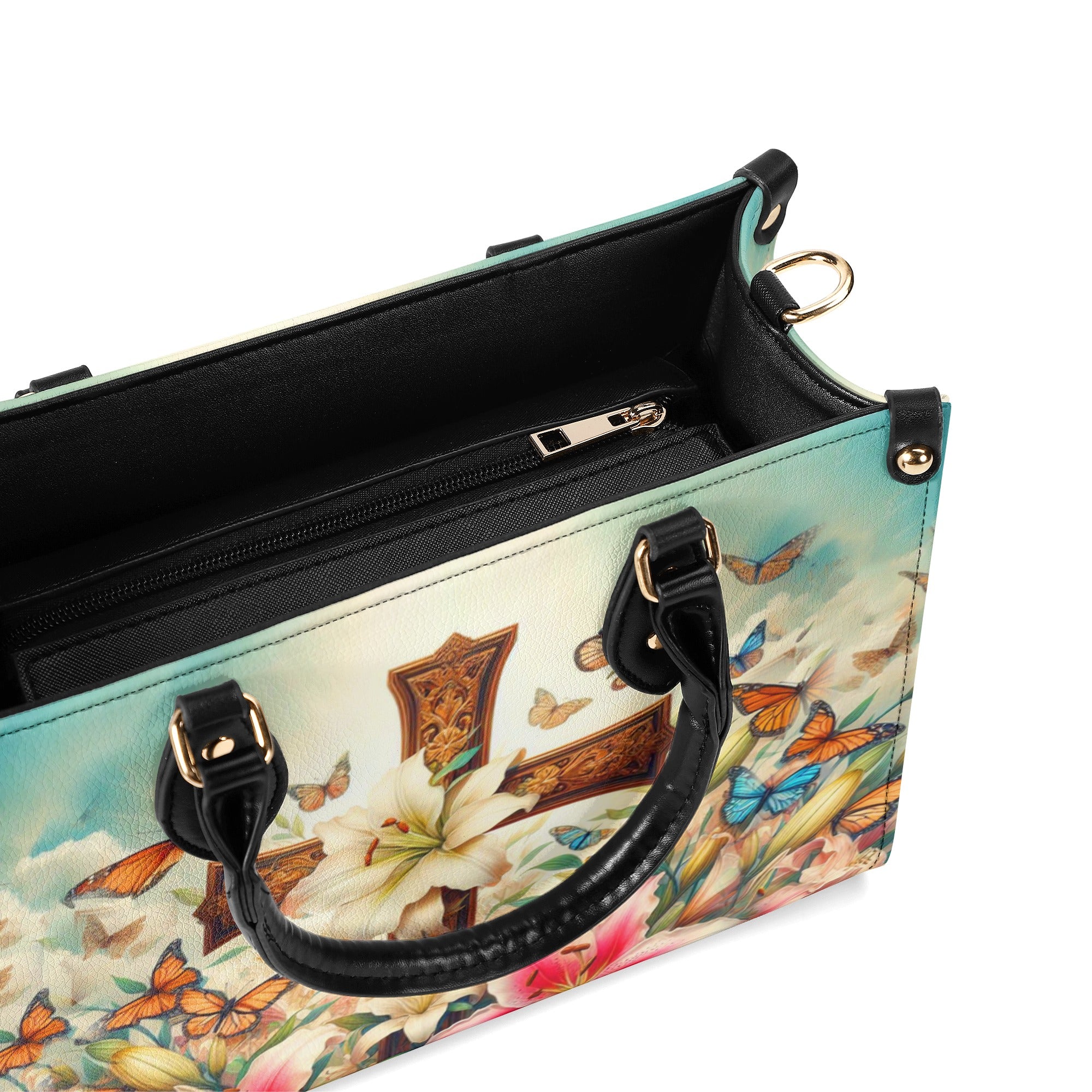 Cross Lilies Leather Handbag - Yhhn1110244