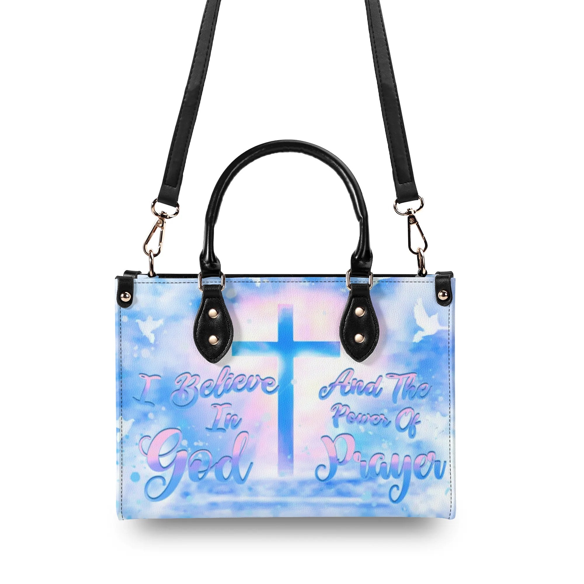 I Believe In God Leather Handbag - Yhhn309244