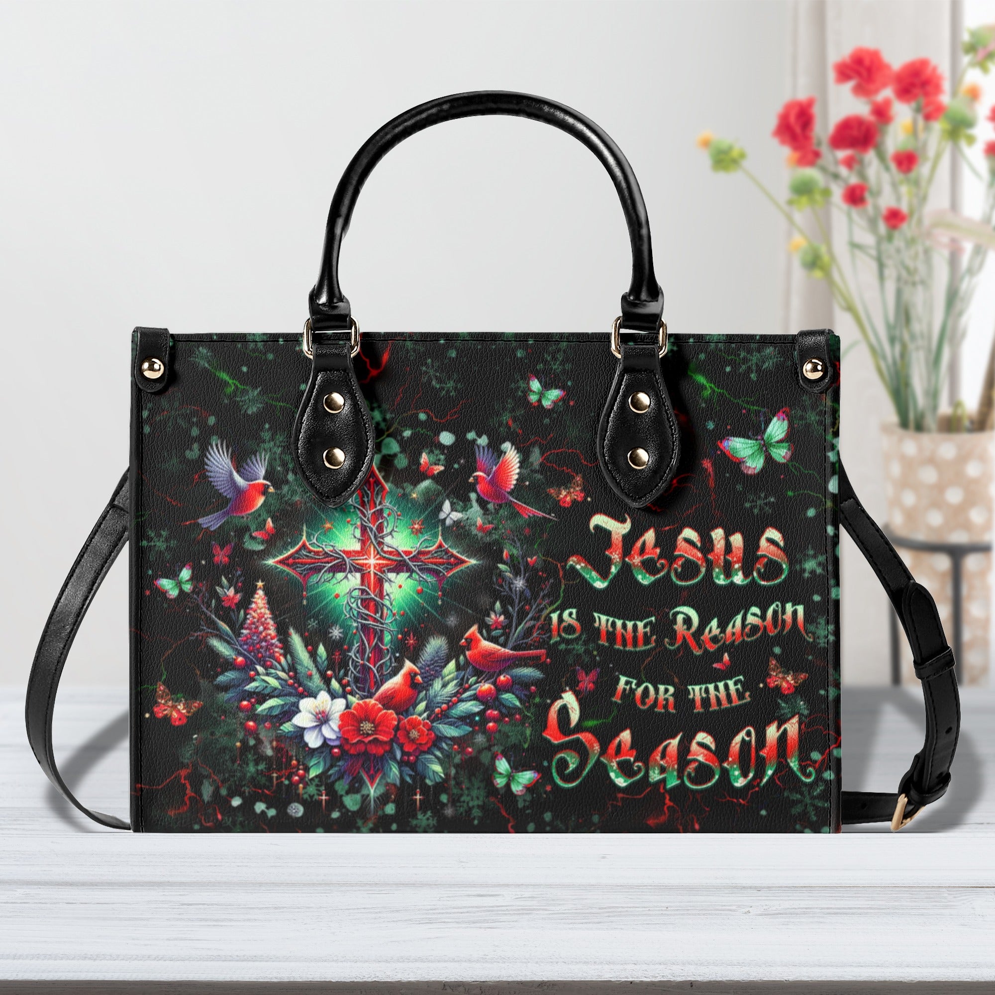 Jesus The Reason Cardinal Christmas Leather Handbag - Yhhg0511244