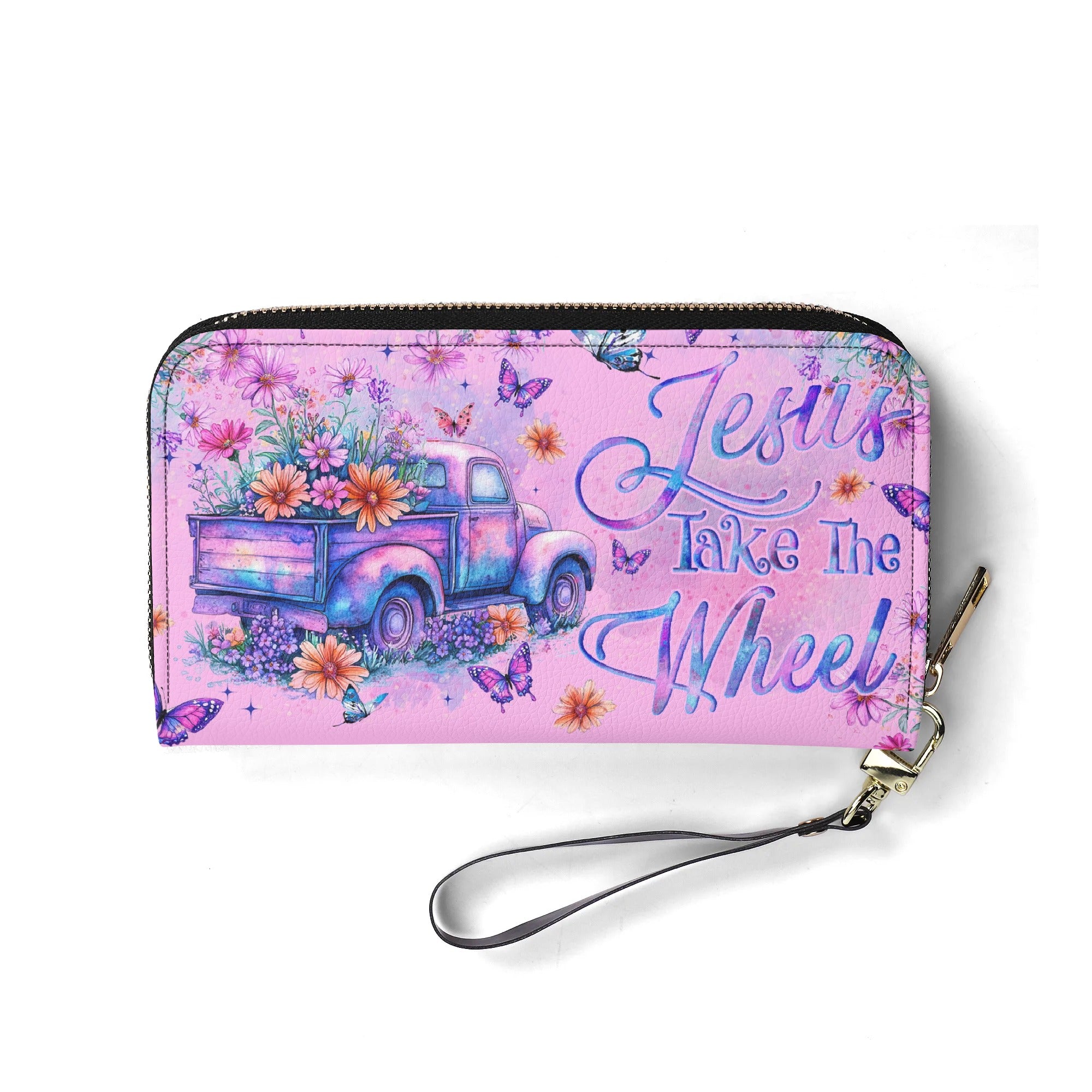Jesus Take The Wheel Zipper Leather Wallet - Tyqy1806255