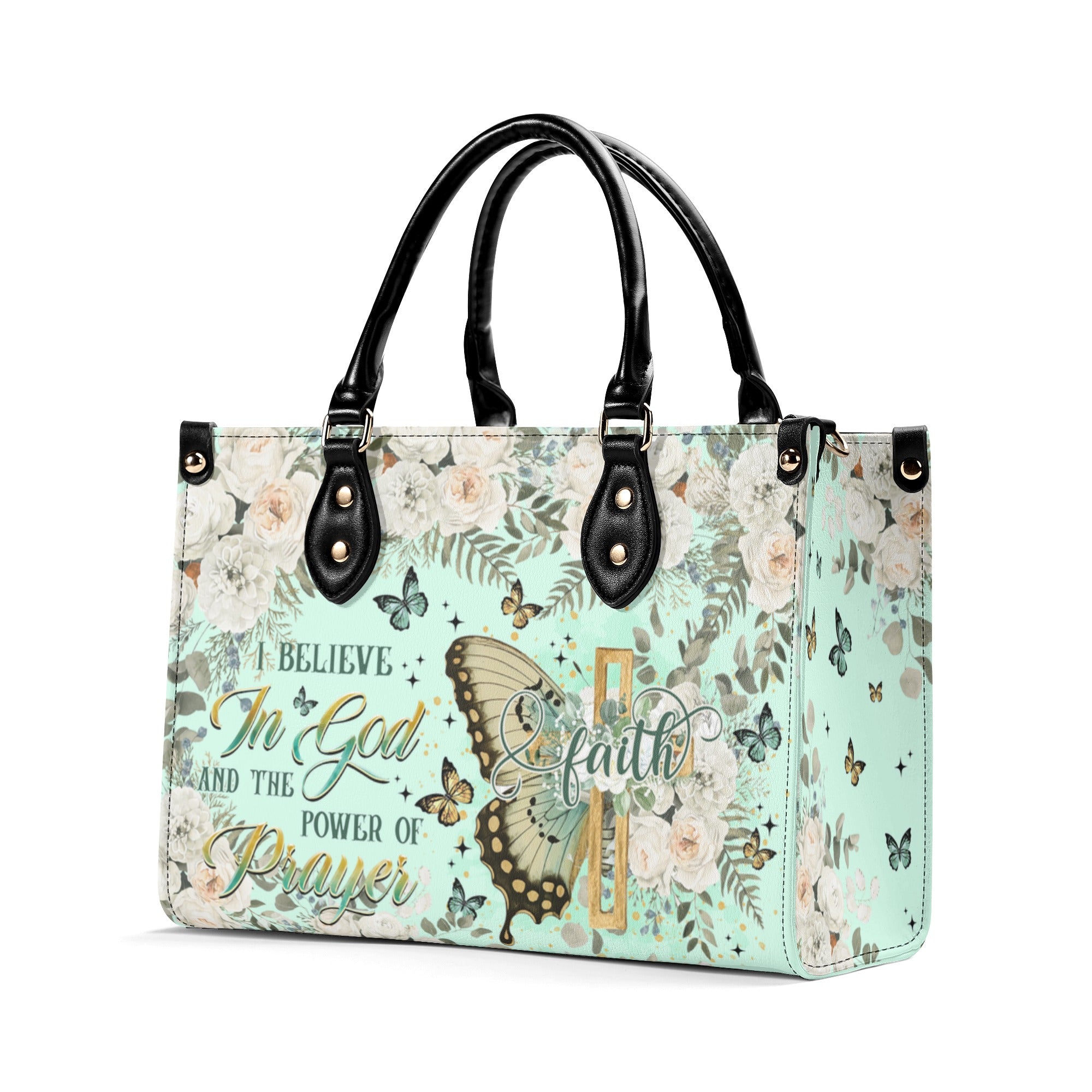 I Believe In God Butterfly Leather Handbag  - Tltr2712244
