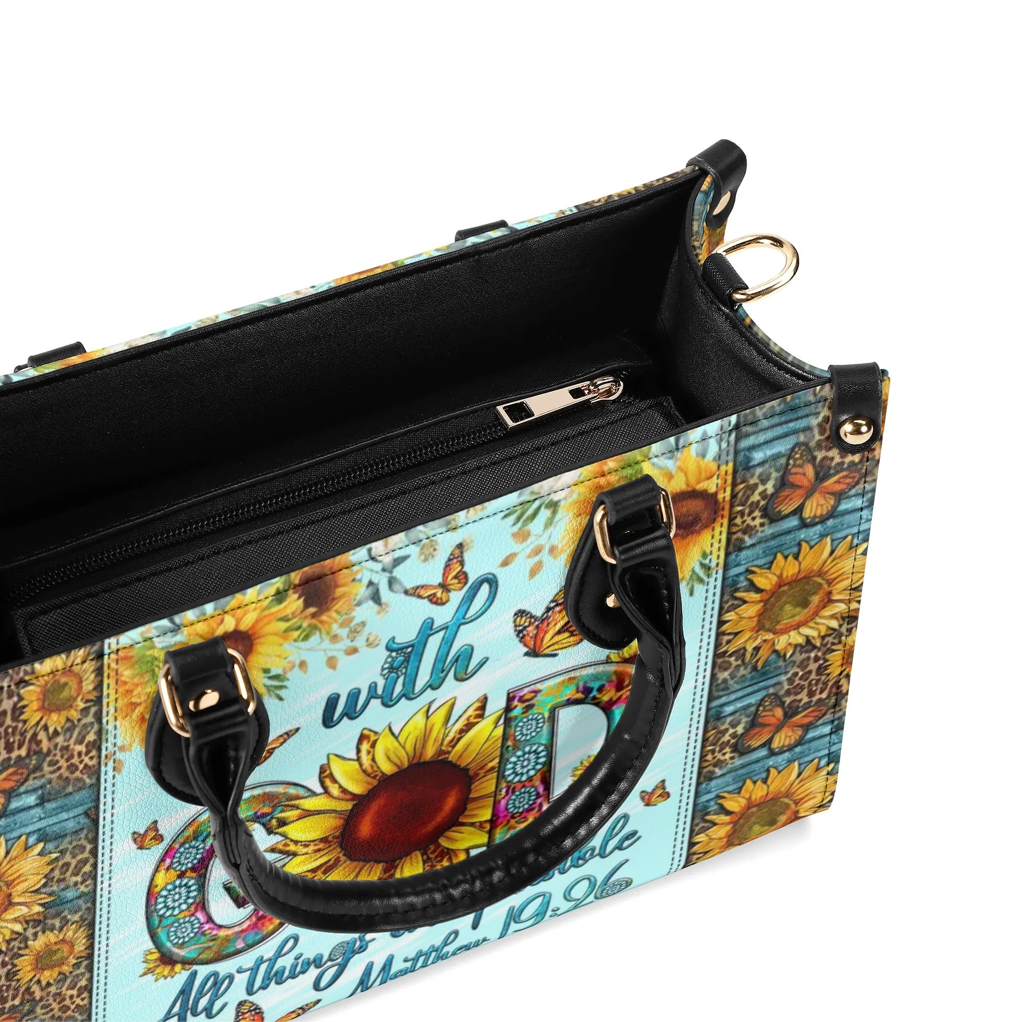 With God All Things Are Possible Sunflower Leather Handbag - Tltw2806243