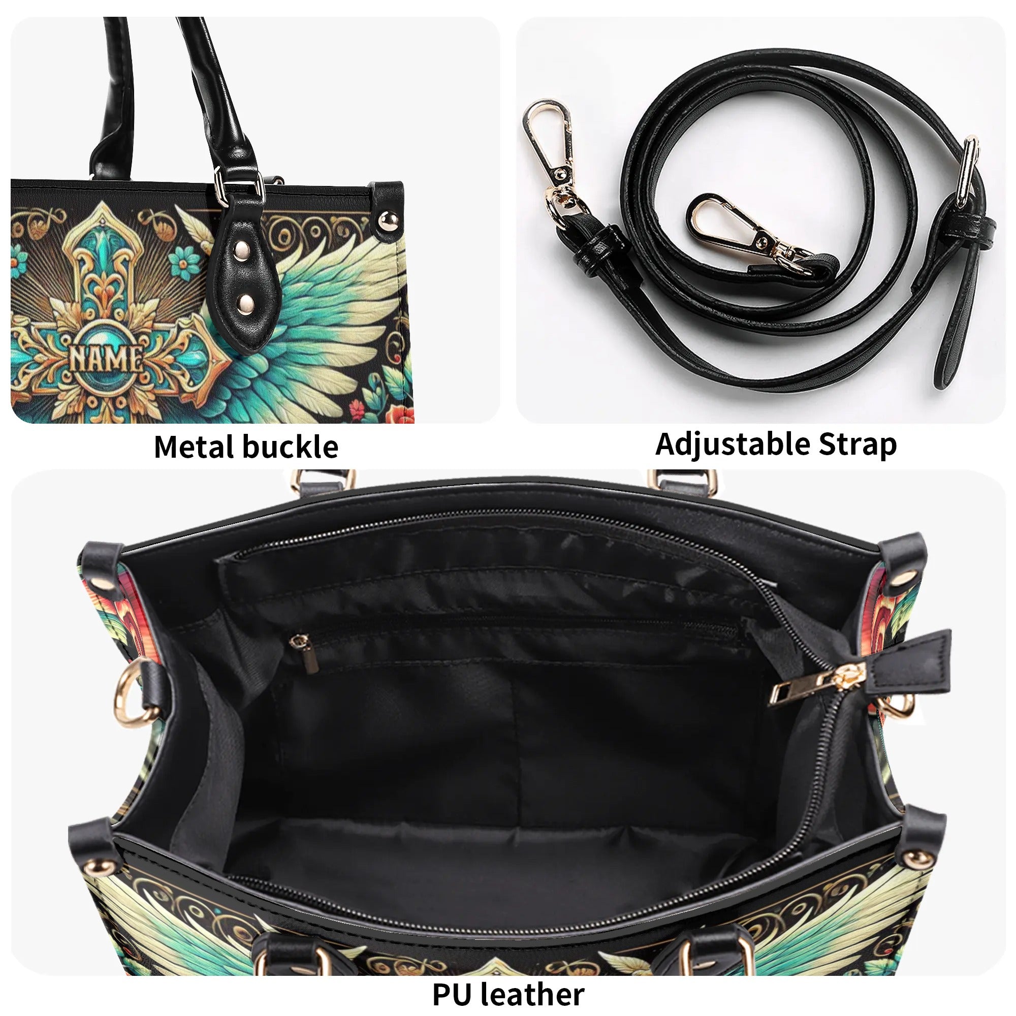 Cross Wings Rose Leather Handbag - Tltw1608243