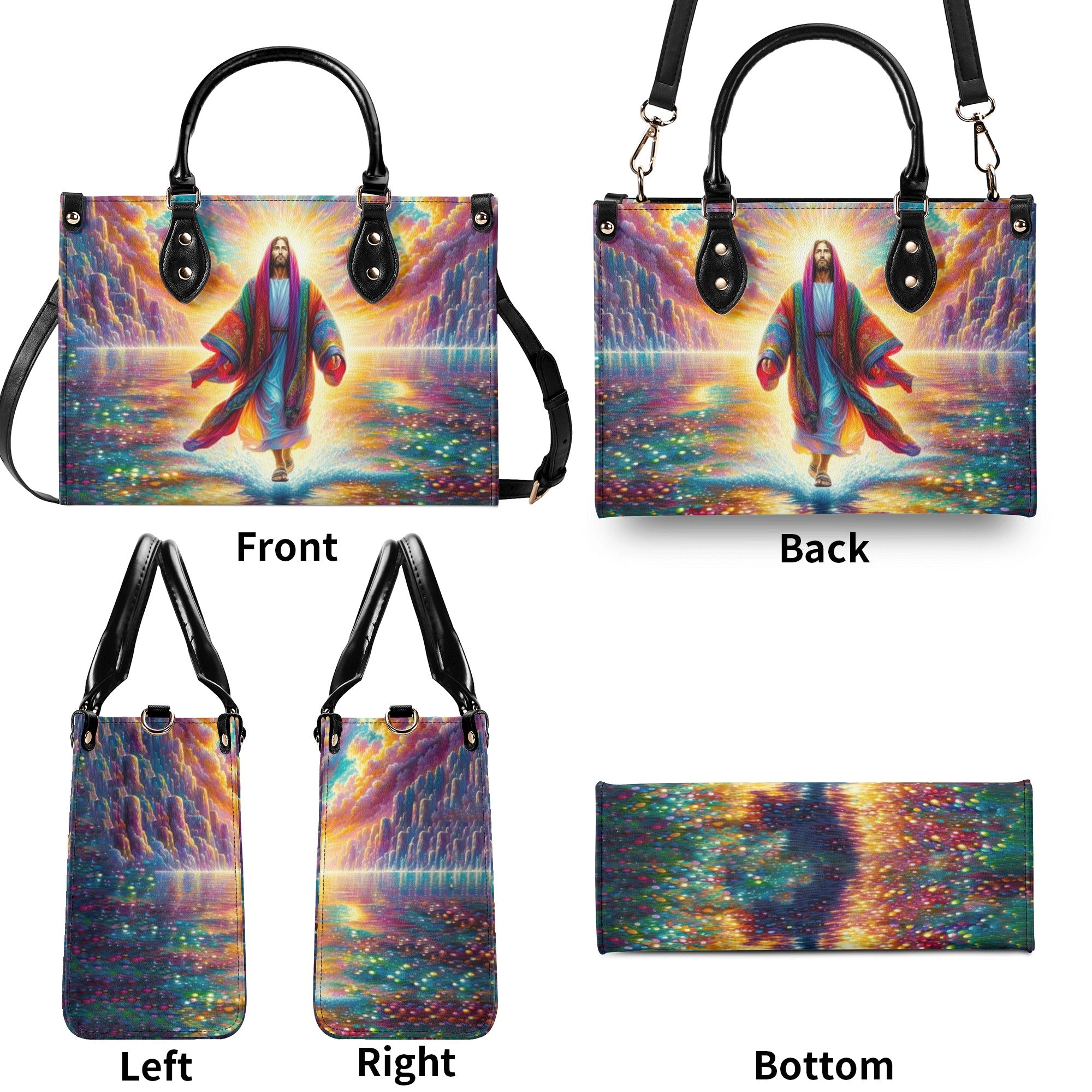 Jesus Walking on Water Leather Handbag - Yhhn1912244