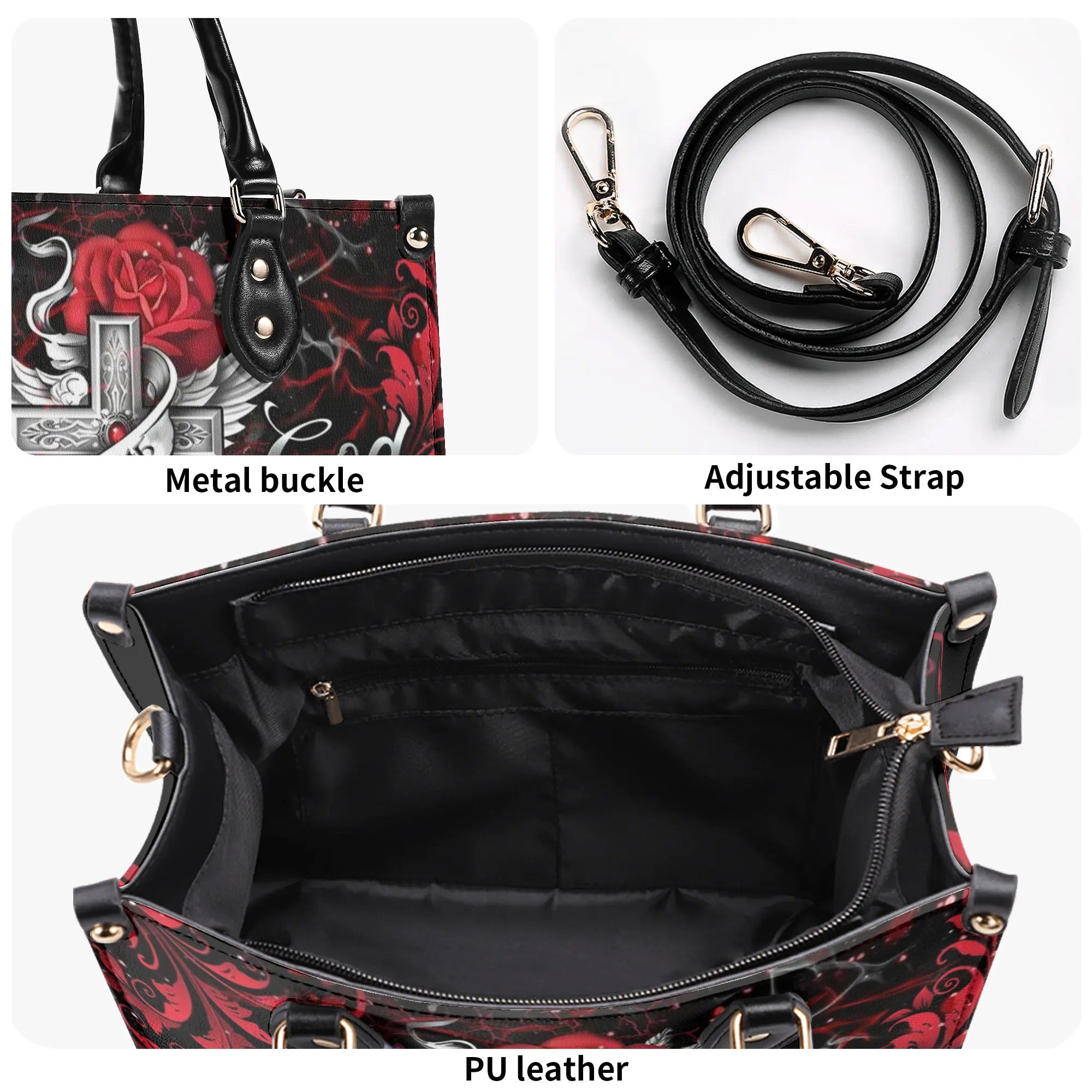 God Is My Strength Leather Handbag - Yhdu0310244