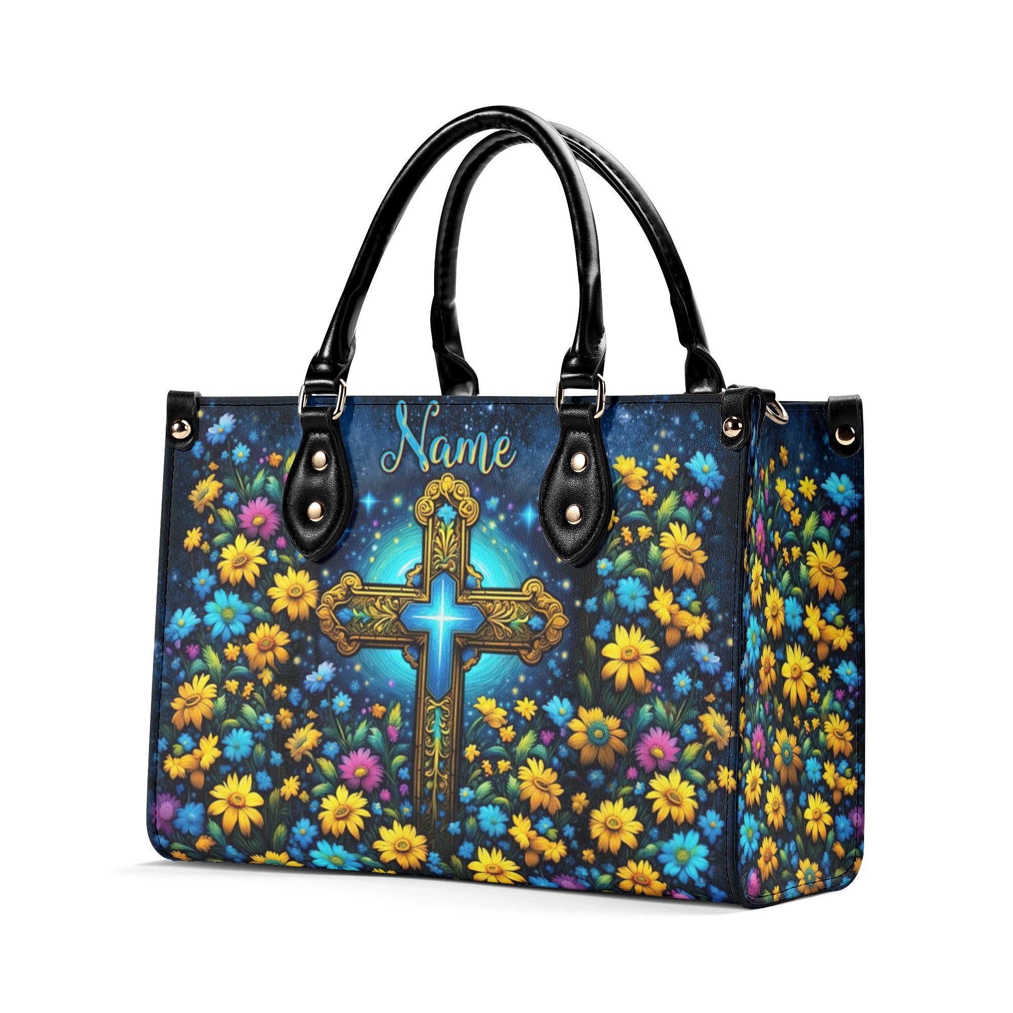 Cross Flower Leather Handbag - Tlnt0212244