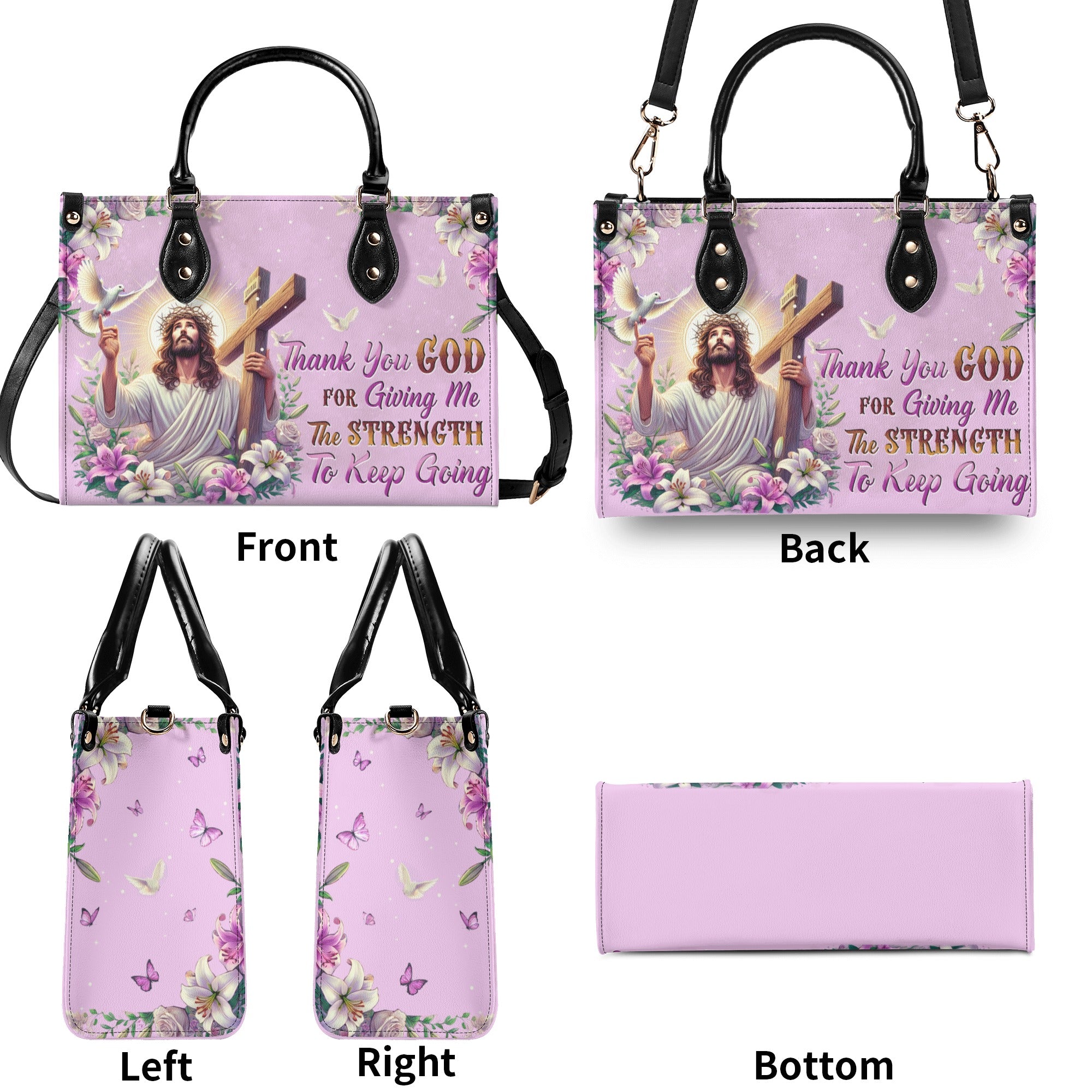 Thank You God Leather Handbag - Tytd1004252