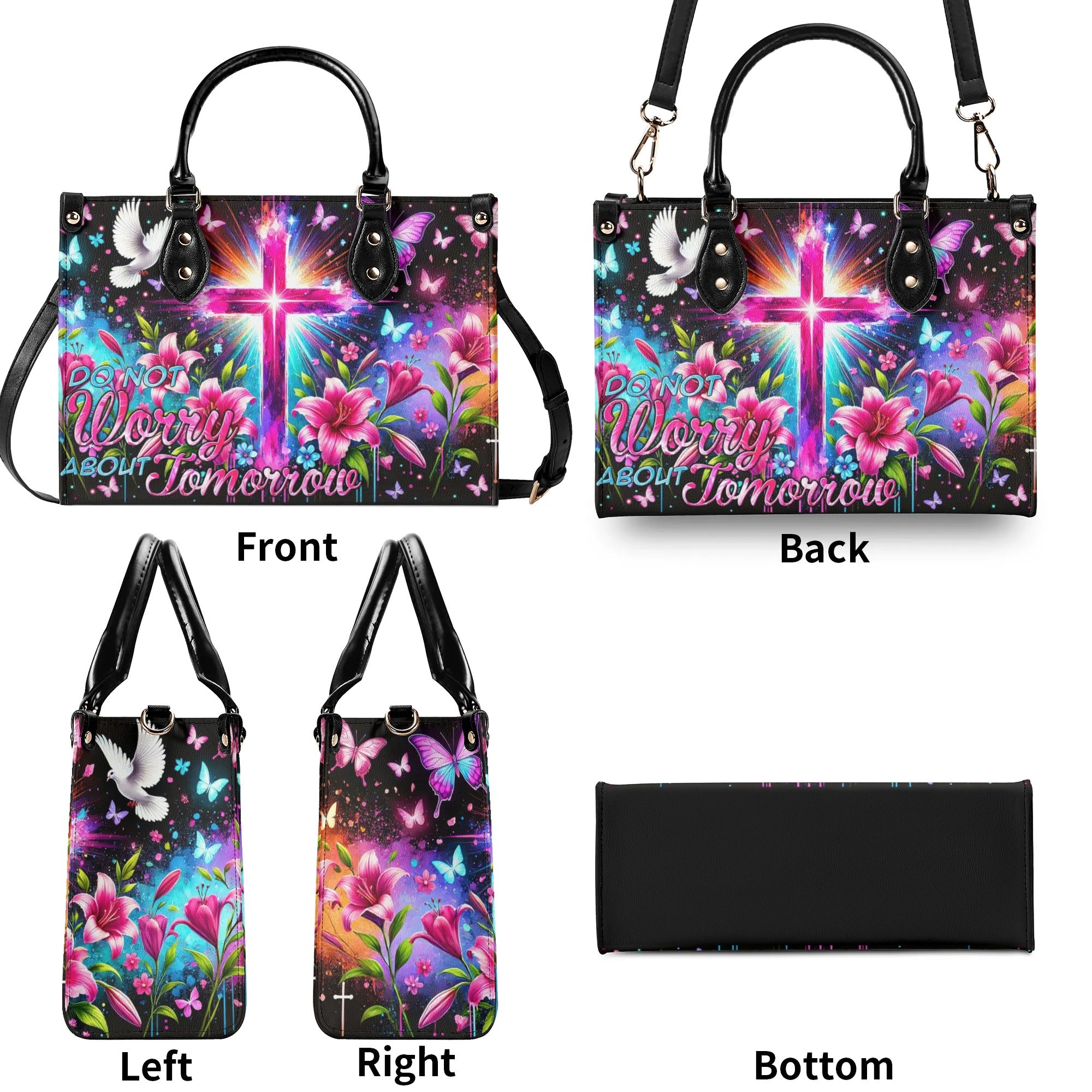 Do Not Worry About Tomorrow Leather Handbag - Tytm1107243