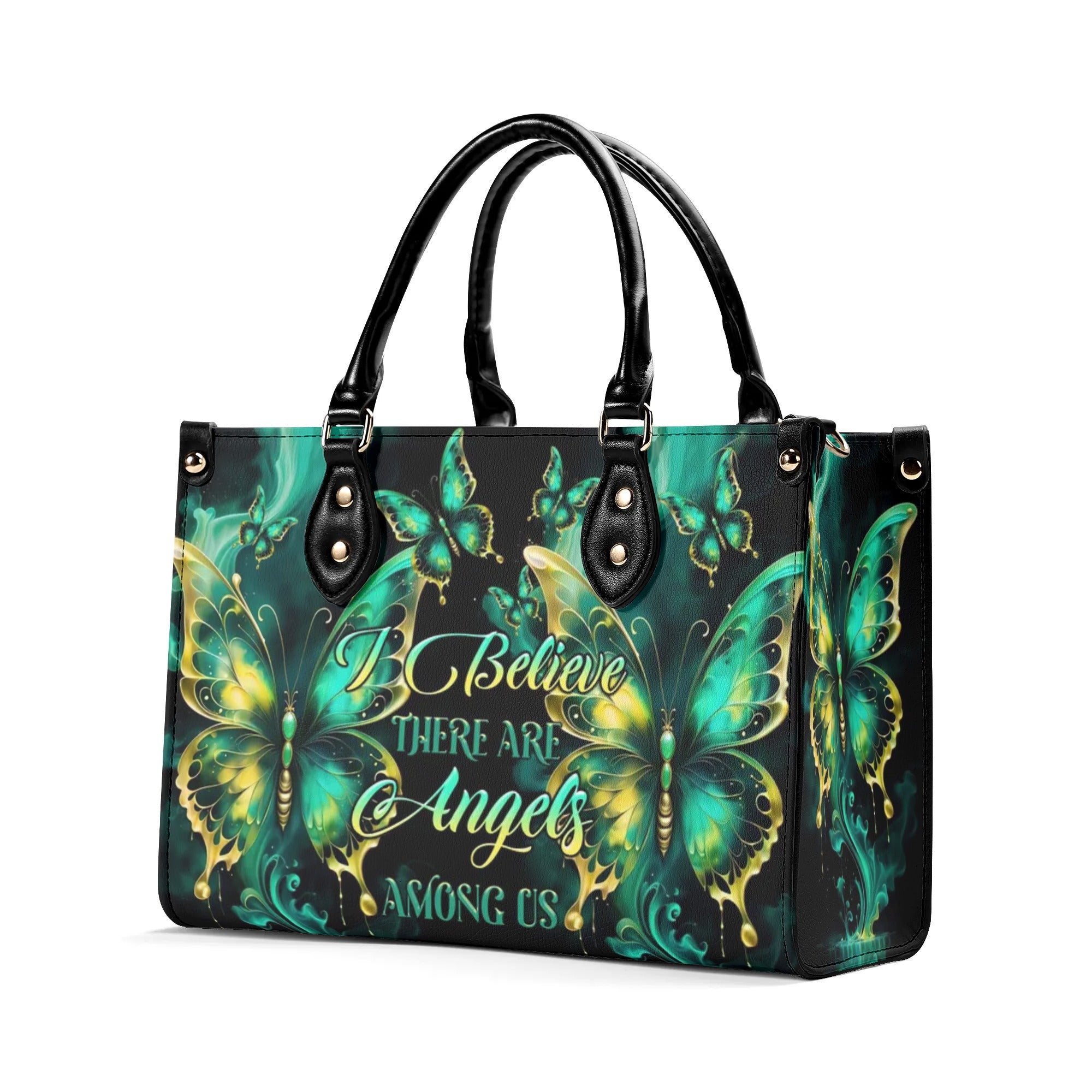 I Believe There Are Angels Among Us Butterfly Leather Handbag - Tltr2307243