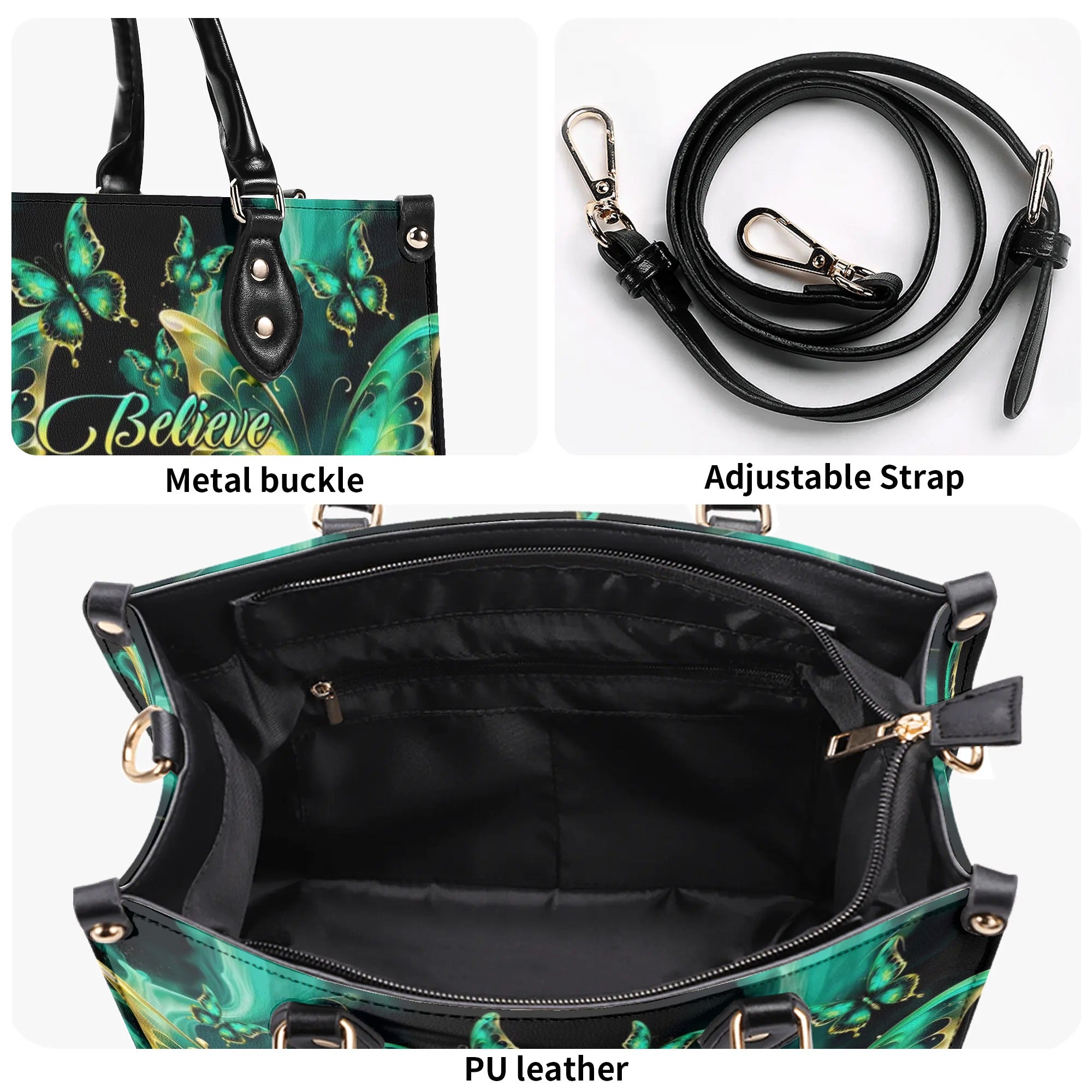 I Believe There Are Angels Among Us Butterfly Leather Handbag - Tltr2307243